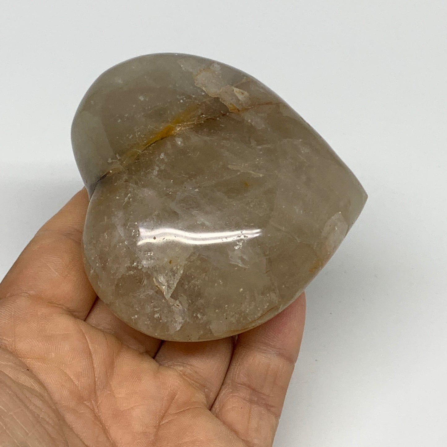 244.9g, 2.7"x3"x1.3" Yellow Healing Quartz Heart Crystal @Madagascar, B30551