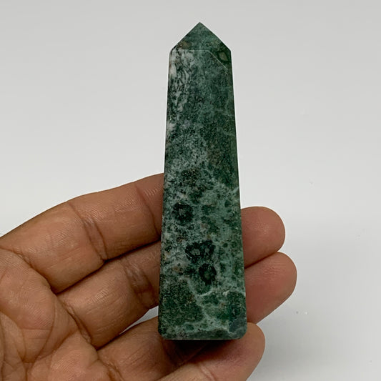 76.4g, 3.2"x0.9", Tree Agate Tower Obelisk Point Crystal @Brazil, B31393