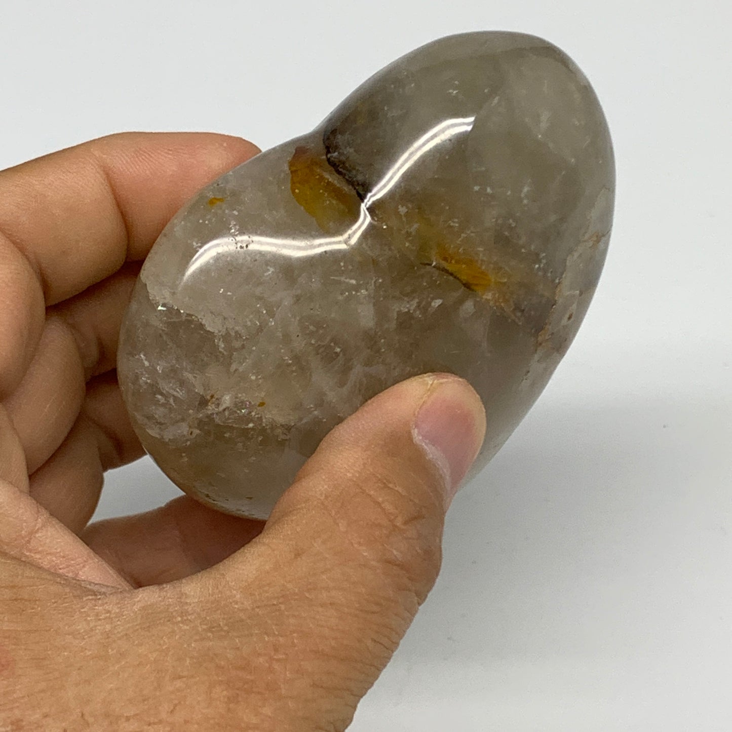 244.9g, 2.7"x3"x1.3" Yellow Healing Quartz Heart Crystal @Madagascar, B30551