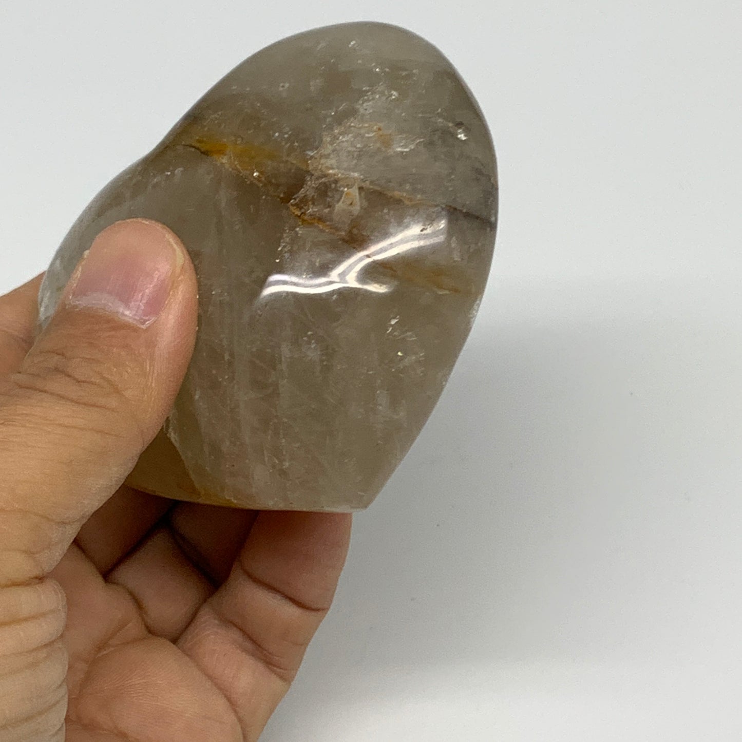 244.9g, 2.7"x3"x1.3" Yellow Healing Quartz Heart Crystal @Madagascar, B30551