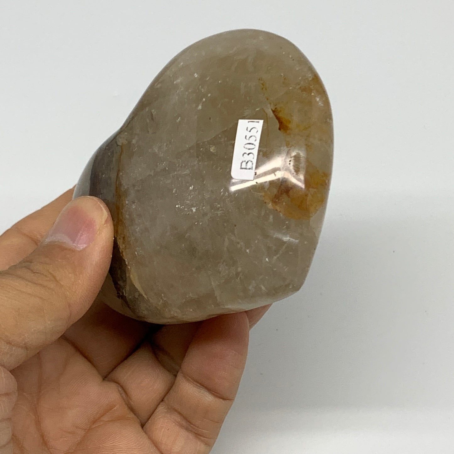 244.9g, 2.7"x3"x1.3" Yellow Healing Quartz Heart Crystal @Madagascar, B30551