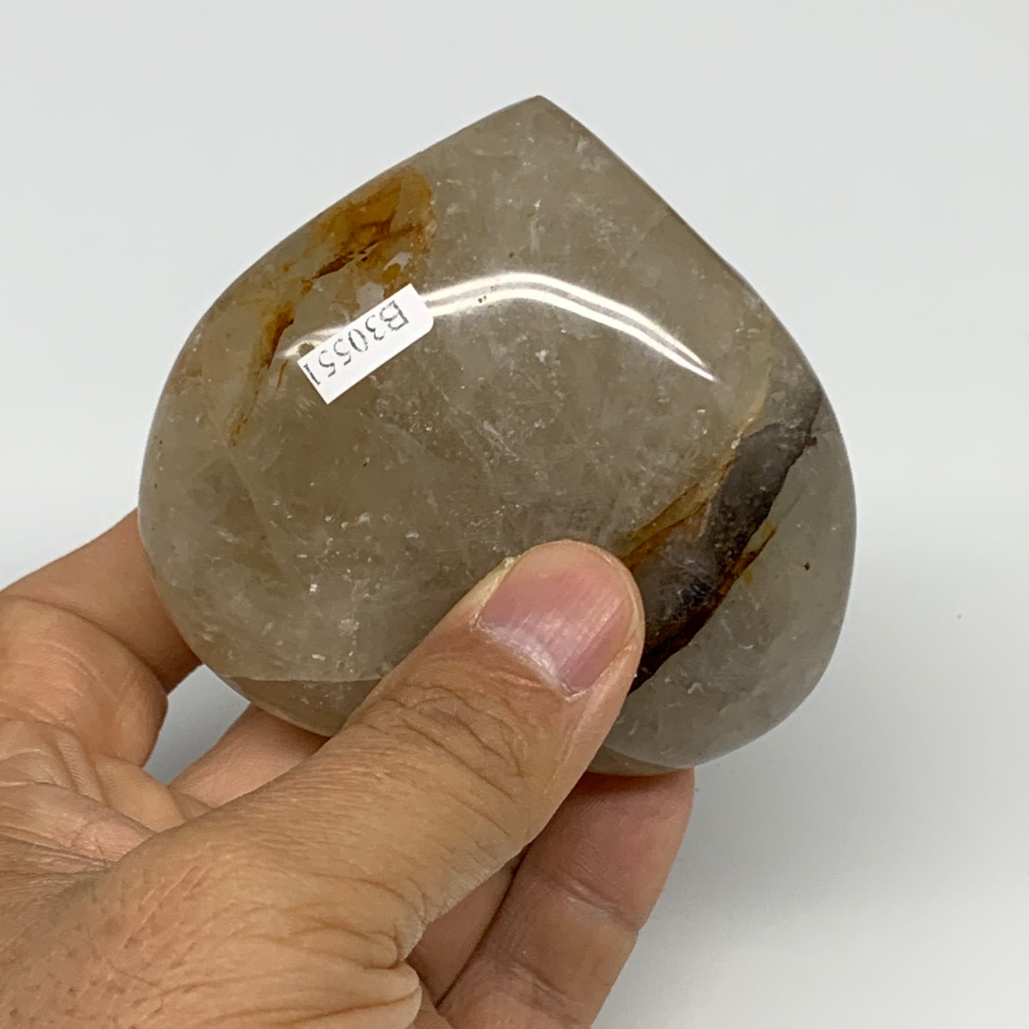 244.9g, 2.7"x3"x1.3" Yellow Healing Quartz Heart Crystal @Madagascar, B30551