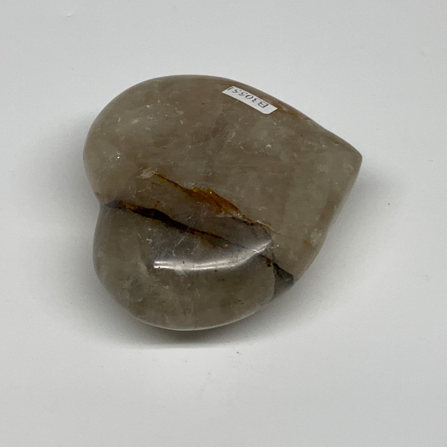 244.9g, 2.7"x3"x1.3" Yellow Healing Quartz Heart Crystal @Madagascar, B30551