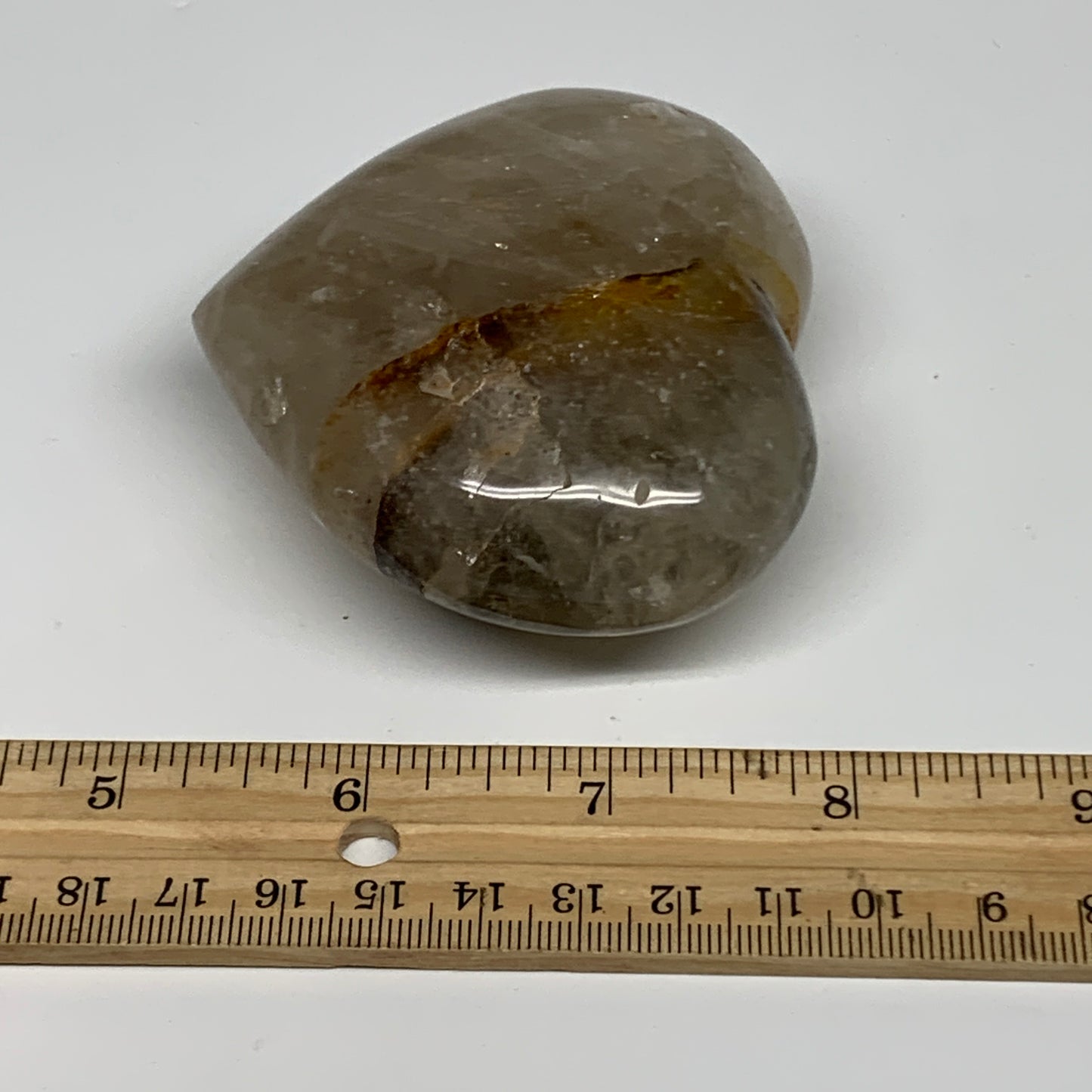 244.9g, 2.7"x3"x1.3" Yellow Healing Quartz Heart Crystal @Madagascar, B30551