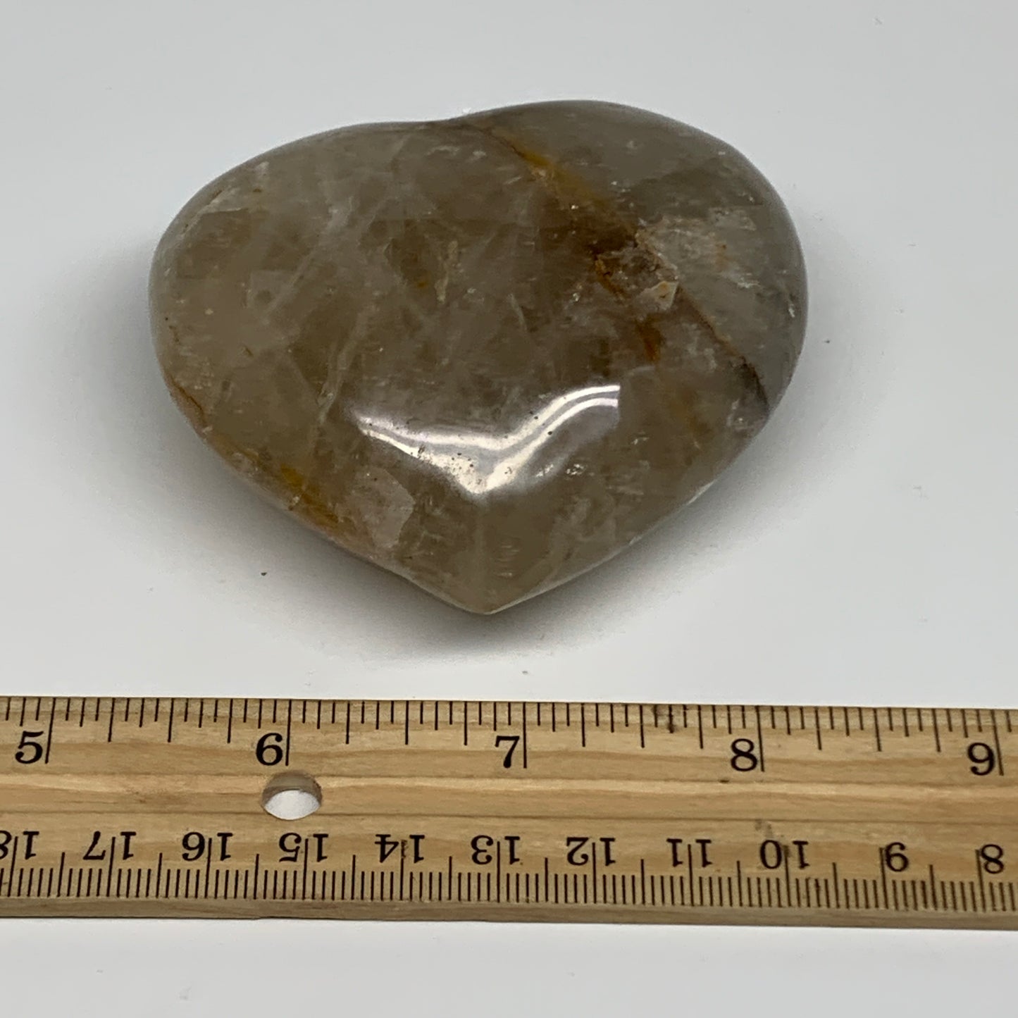 244.9g, 2.7"x3"x1.3" Yellow Healing Quartz Heart Crystal @Madagascar, B30551