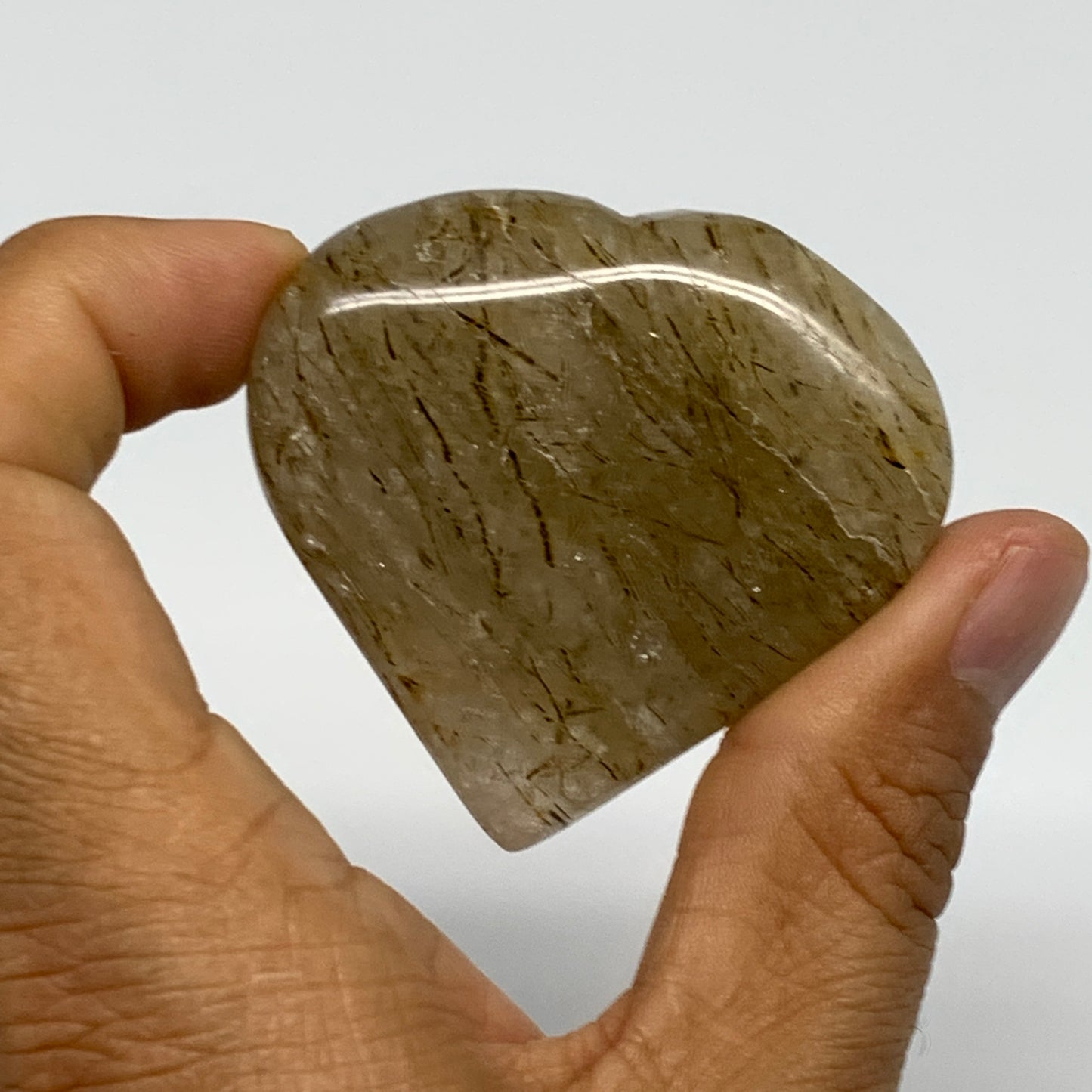 58.8g, 1.9"x2.1"x0.7", Natural Small Rutile Quartz Crystal Heart Reiki, B28309