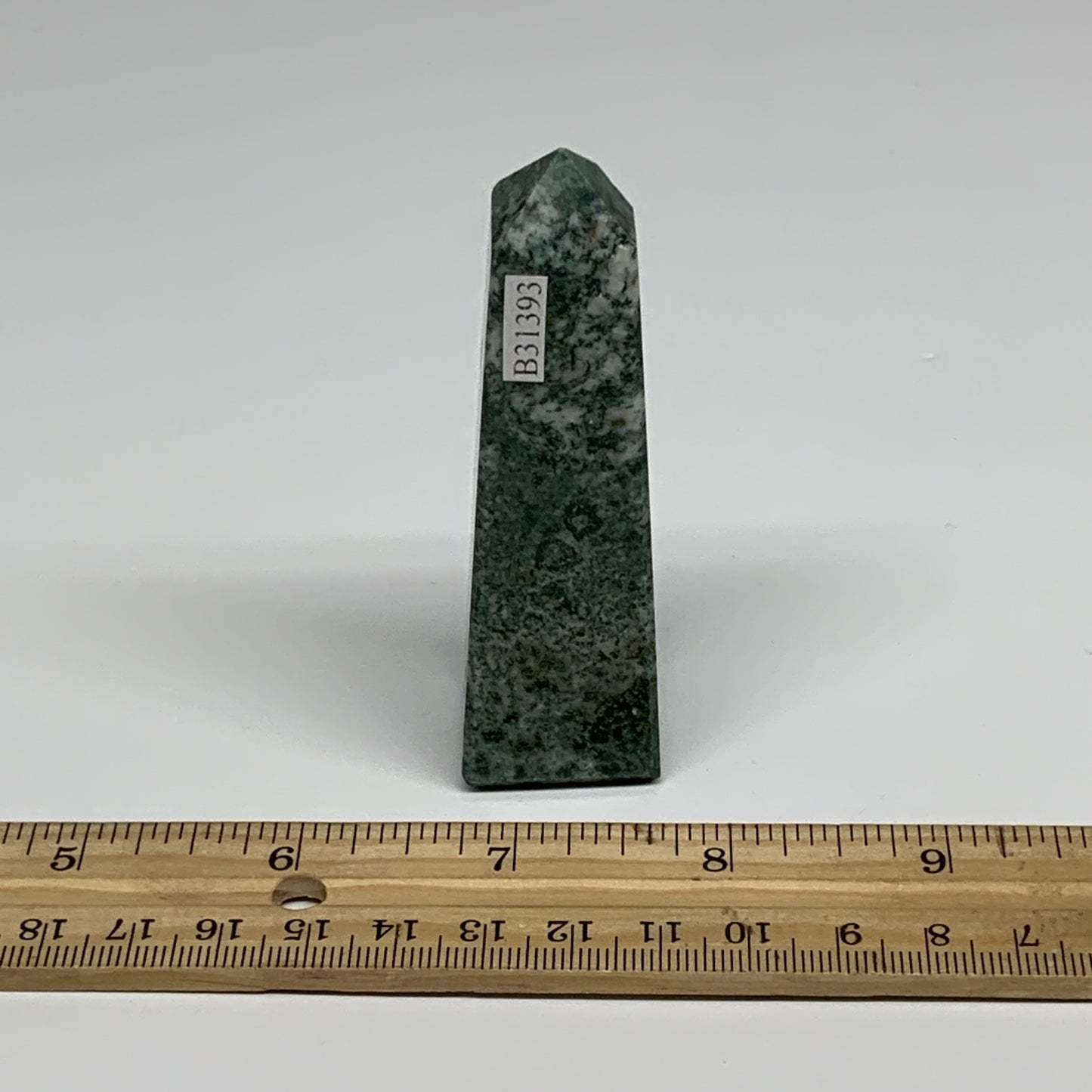 76.4g, 3.2"x0.9", Tree Agate Tower Obelisk Point Crystal @Brazil, B31393