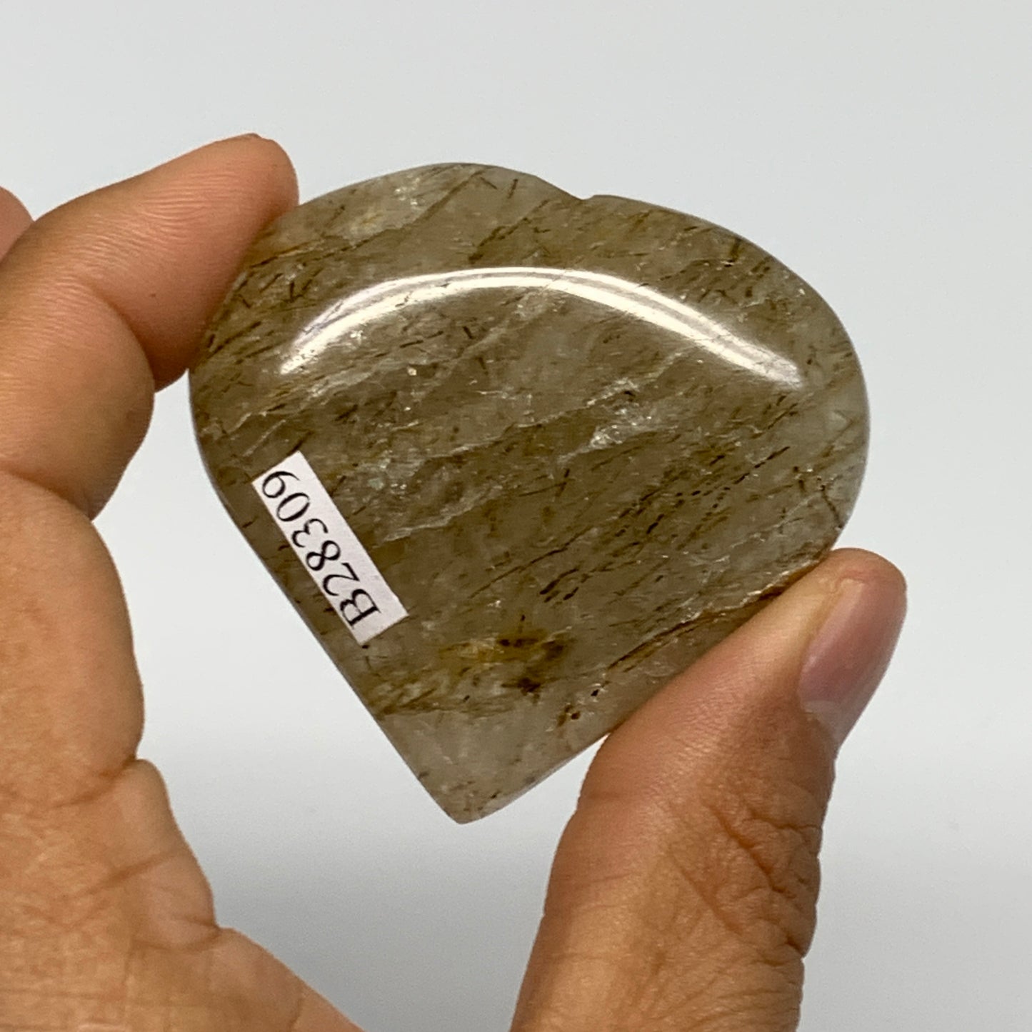 58.8g, 1.9"x2.1"x0.7", Natural Small Rutile Quartz Crystal Heart Reiki, B28309