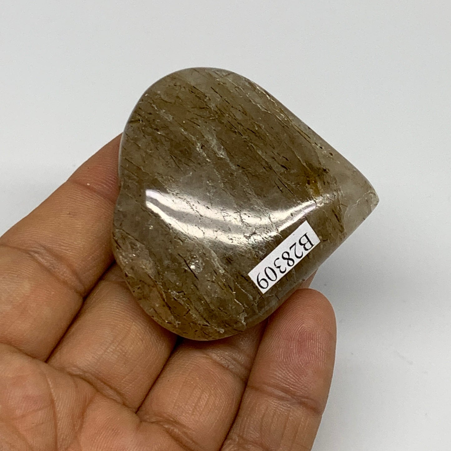 58.8g, 1.9"x2.1"x0.7", Natural Small Rutile Quartz Crystal Heart Reiki, B28309