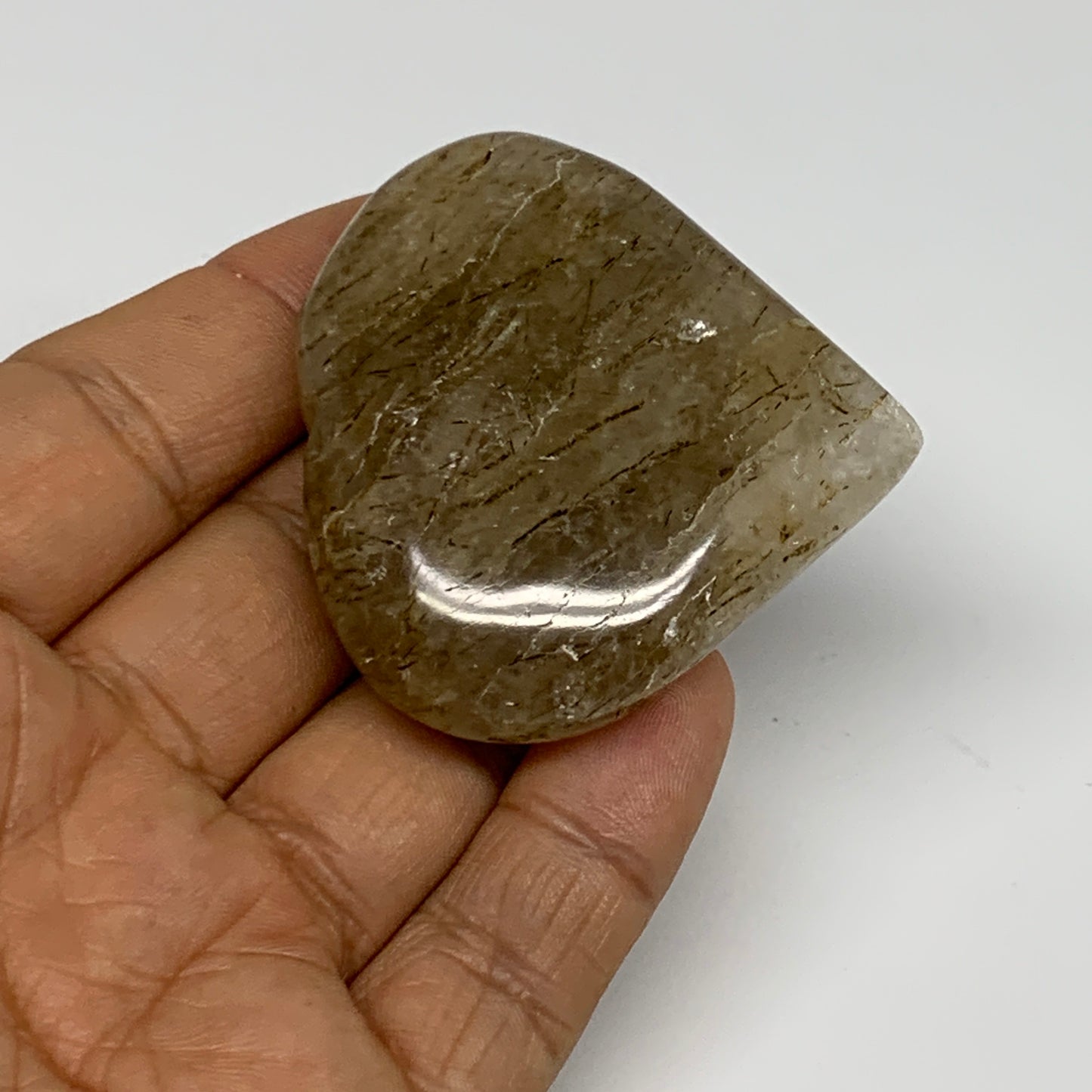 58.8g, 1.9"x2.1"x0.7", Natural Small Rutile Quartz Crystal Heart Reiki, B28309