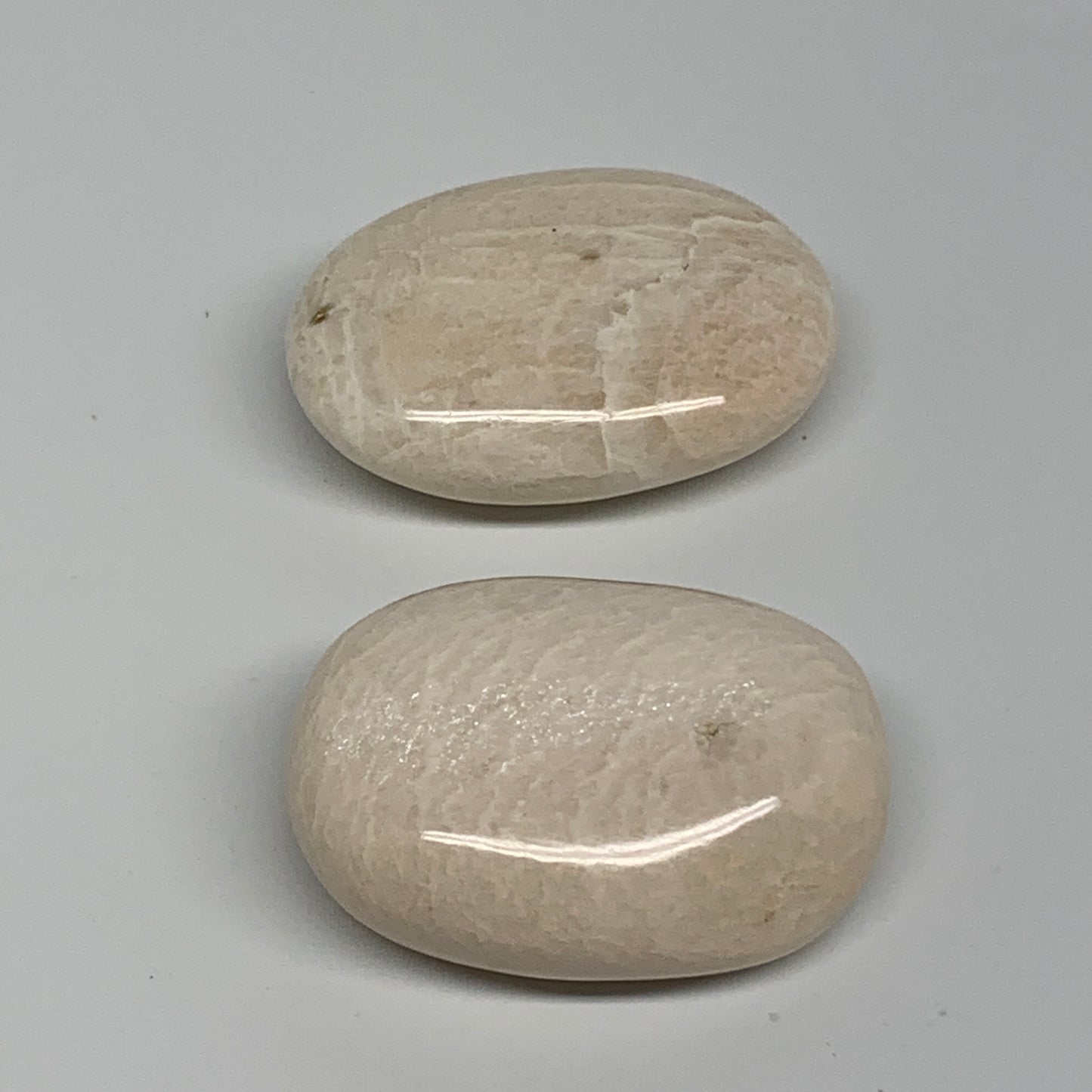 135.5g, 2.1"-2.2", 2pcs,  Peach Moonstone Palm-Stone Polished Gemstone, B34777