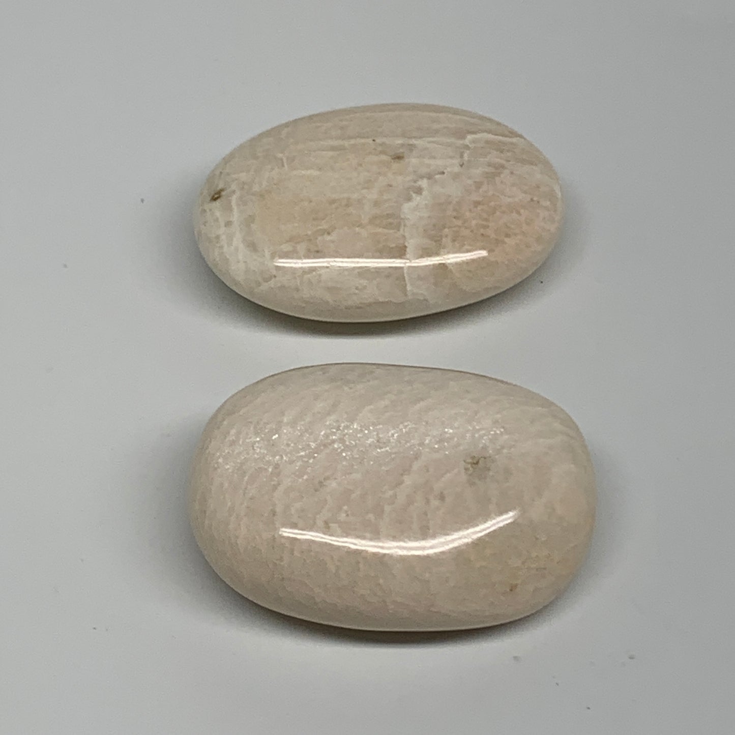 135.5g, 2.1"-2.2", 2pcs,  Peach Moonstone Palm-Stone Polished Gemstone, B34777