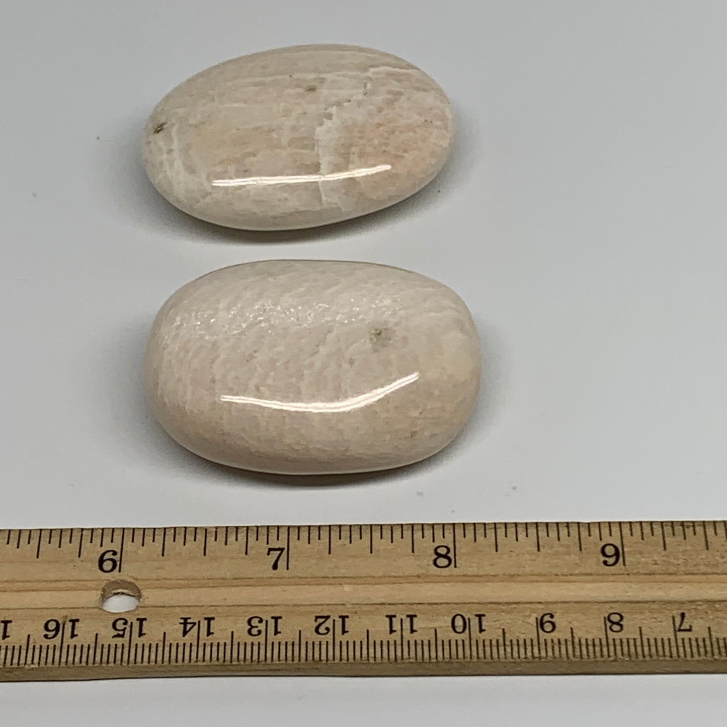 135.5g, 2.1"-2.2", 2pcs,  Peach Moonstone Palm-Stone Polished Gemstone, B34777
