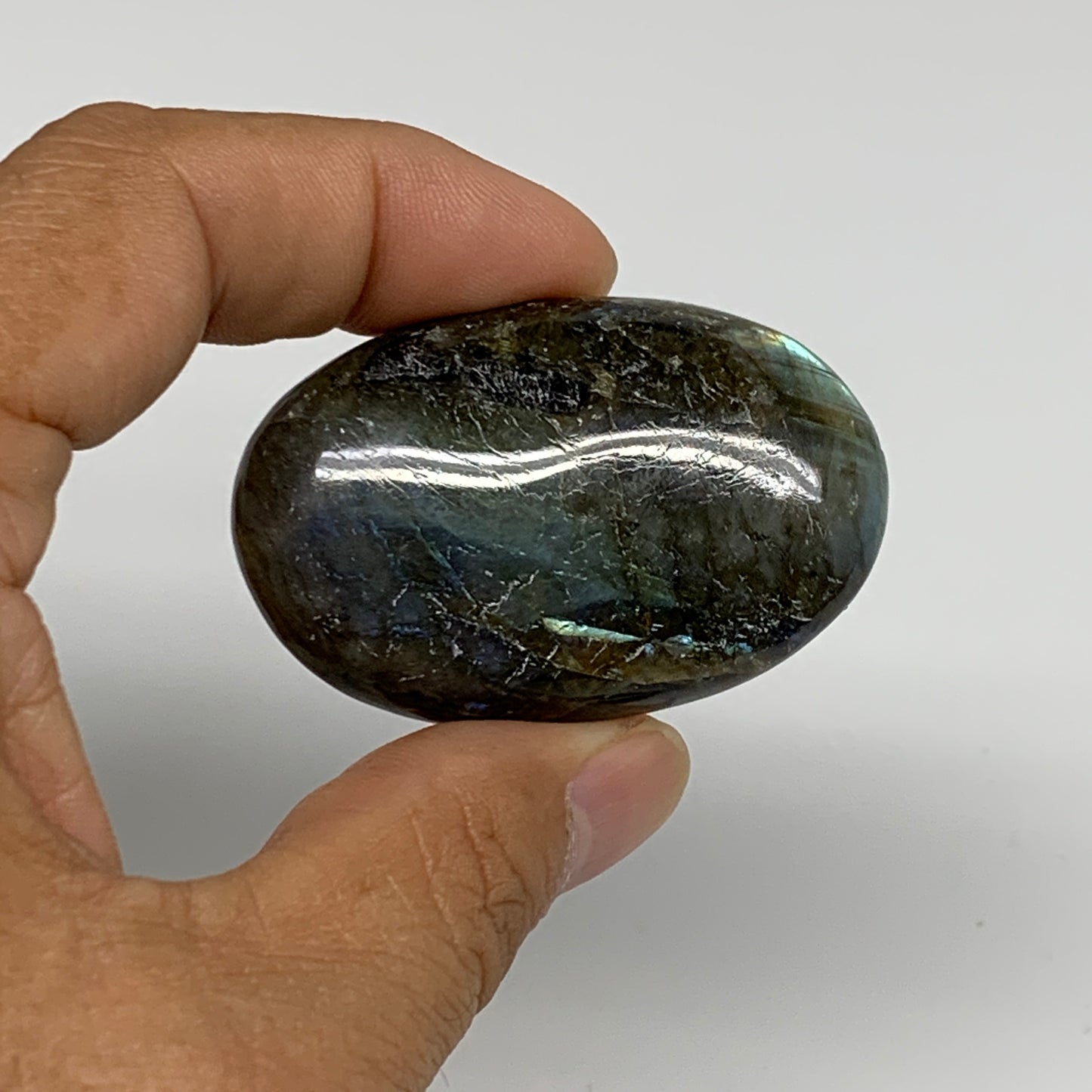 158.4g, 2"-2.1", 3pcs, Labradorite Palm-stone Polished Gemstone, B35538