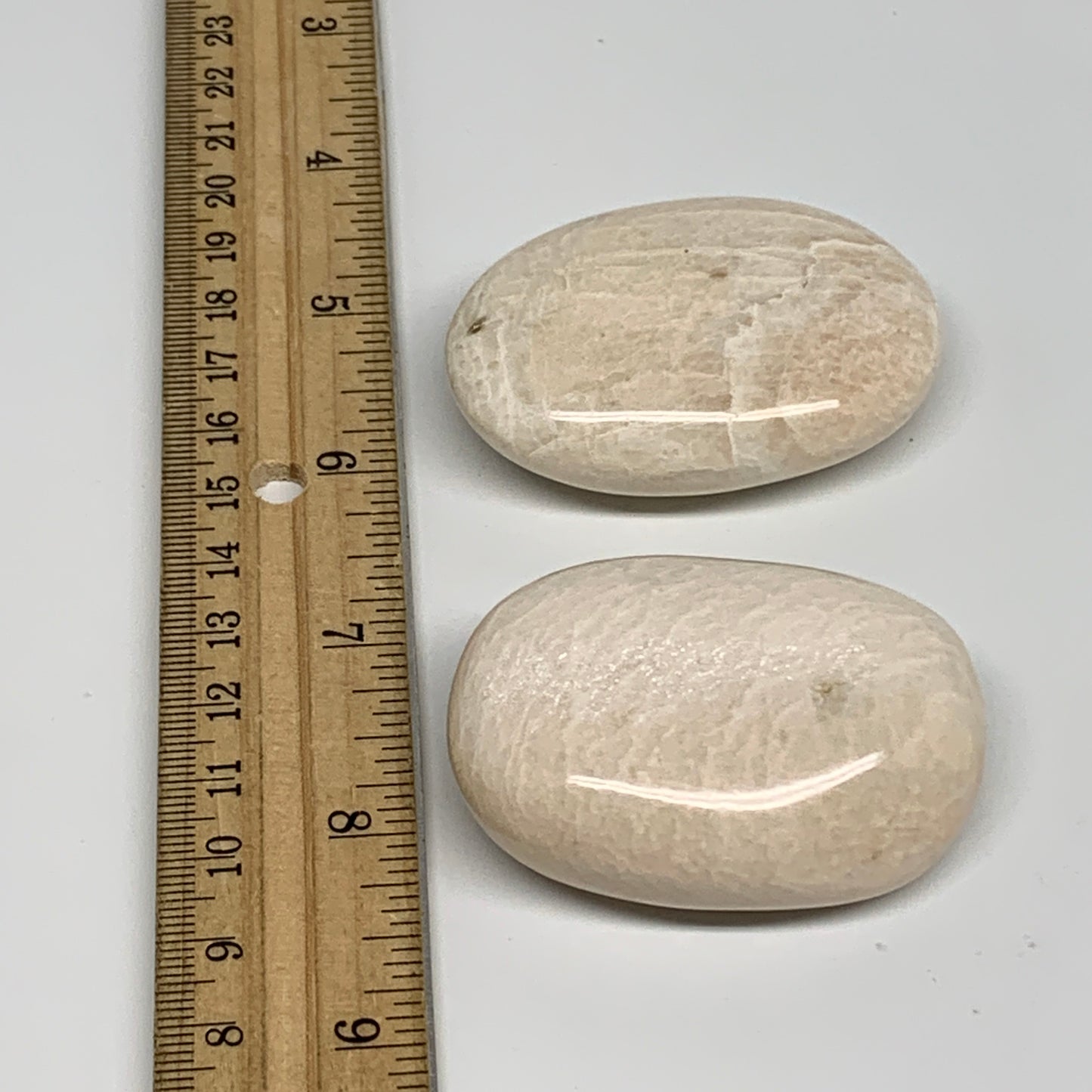 135.5g, 2.1"-2.2", 2pcs,  Peach Moonstone Palm-Stone Polished Gemstone, B34777