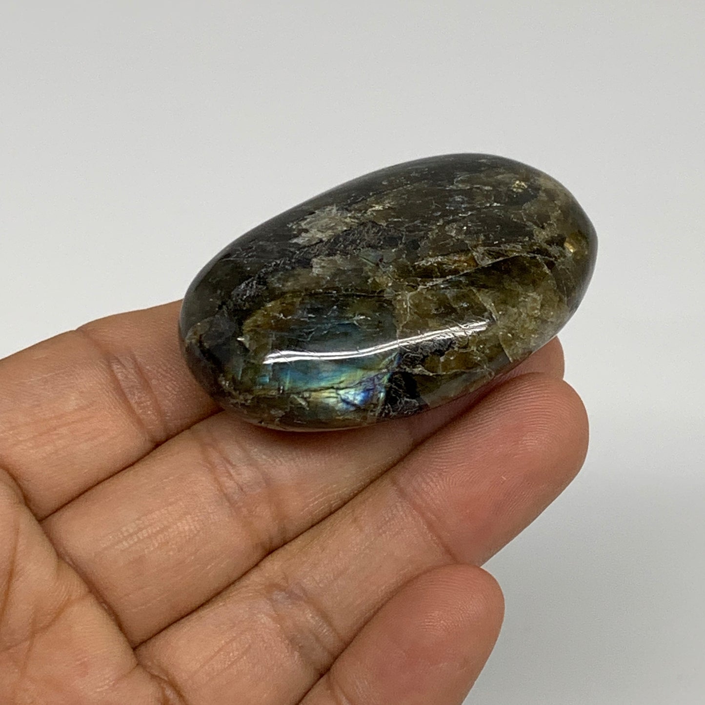 158.4g, 2"-2.1", 3pcs, Labradorite Palm-stone Polished Gemstone, B35538