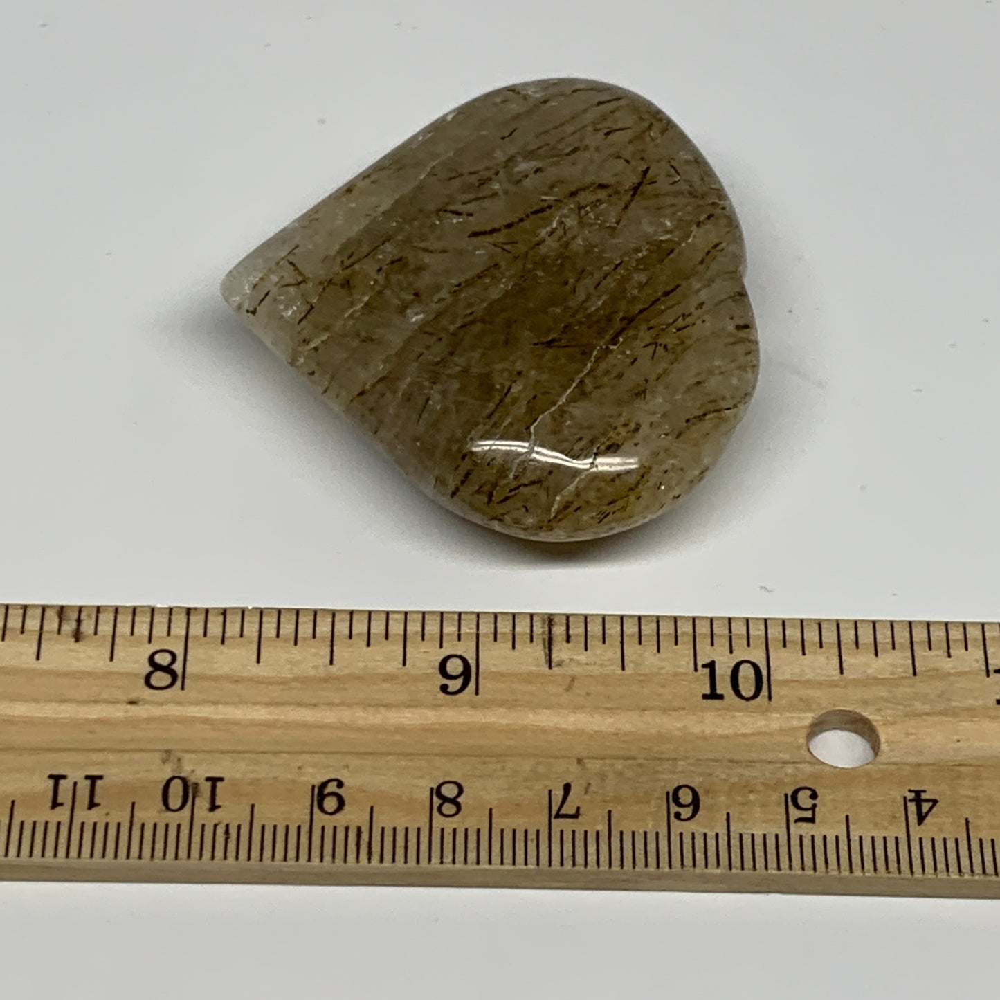 58.8g, 1.9"x2.1"x0.7", Natural Small Rutile Quartz Crystal Heart Reiki, B28309