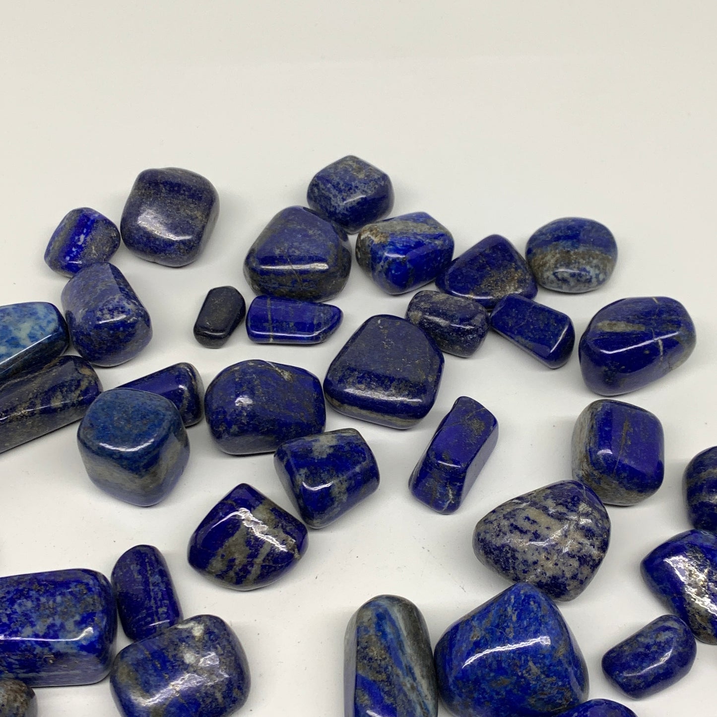 2.2 lb, 0.8"-1.3", 56 pcs, Lapis Lazuli Tumbled Stone Polished, B36976