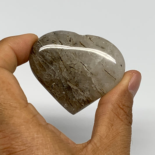 58.9g, 1.7"x2"x0.7", Natural Untreated Small Rutile Quartz Crystal Heart Reiki,