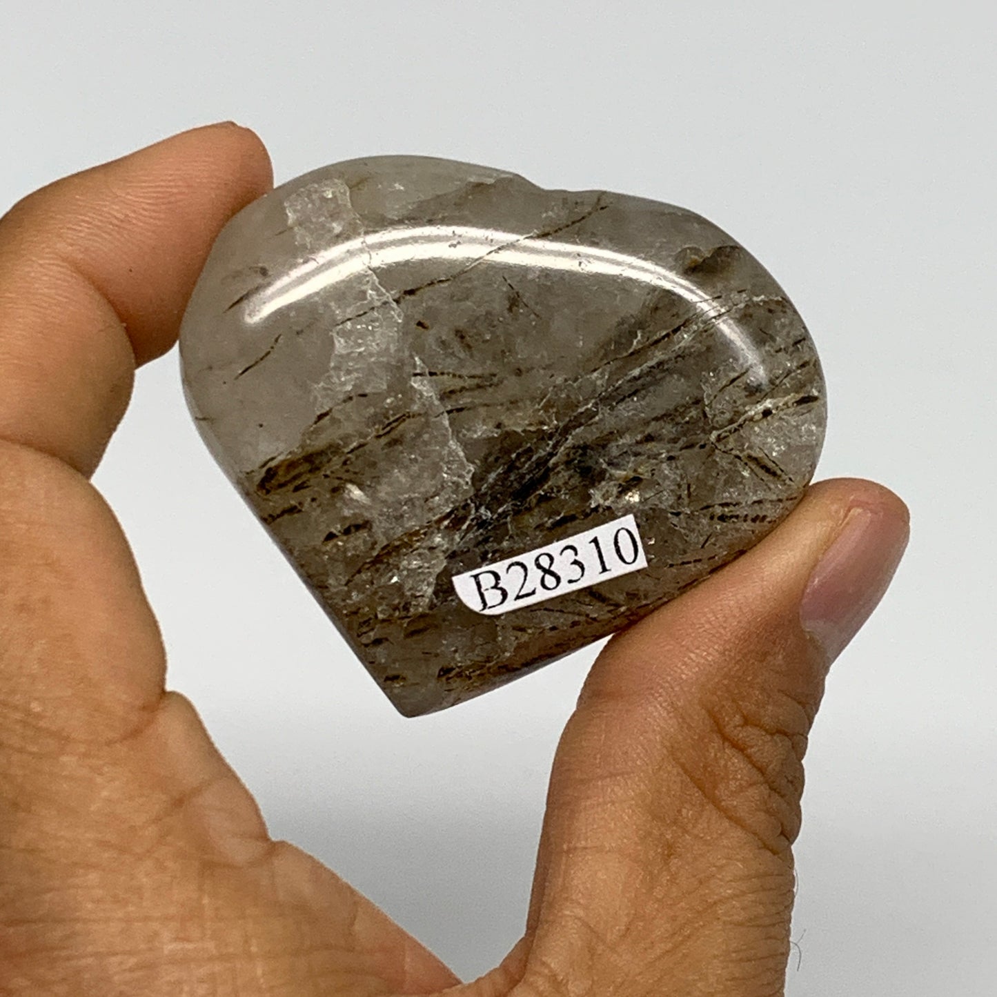 58.9g, 1.7"x2"x0.7", Natural Untreated Small Rutile Quartz Crystal Heart Reiki,