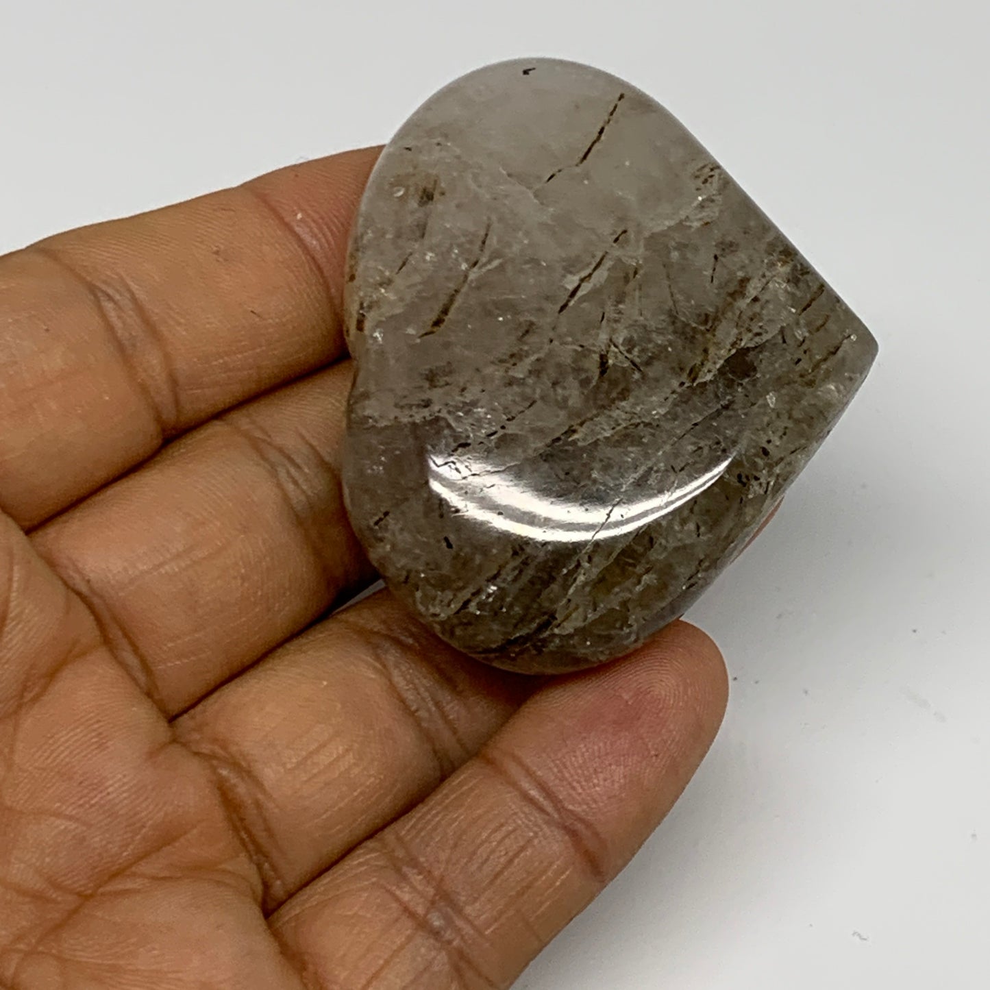 58.9g, 1.7"x2"x0.7", Natural Untreated Small Rutile Quartz Crystal Heart Reiki,