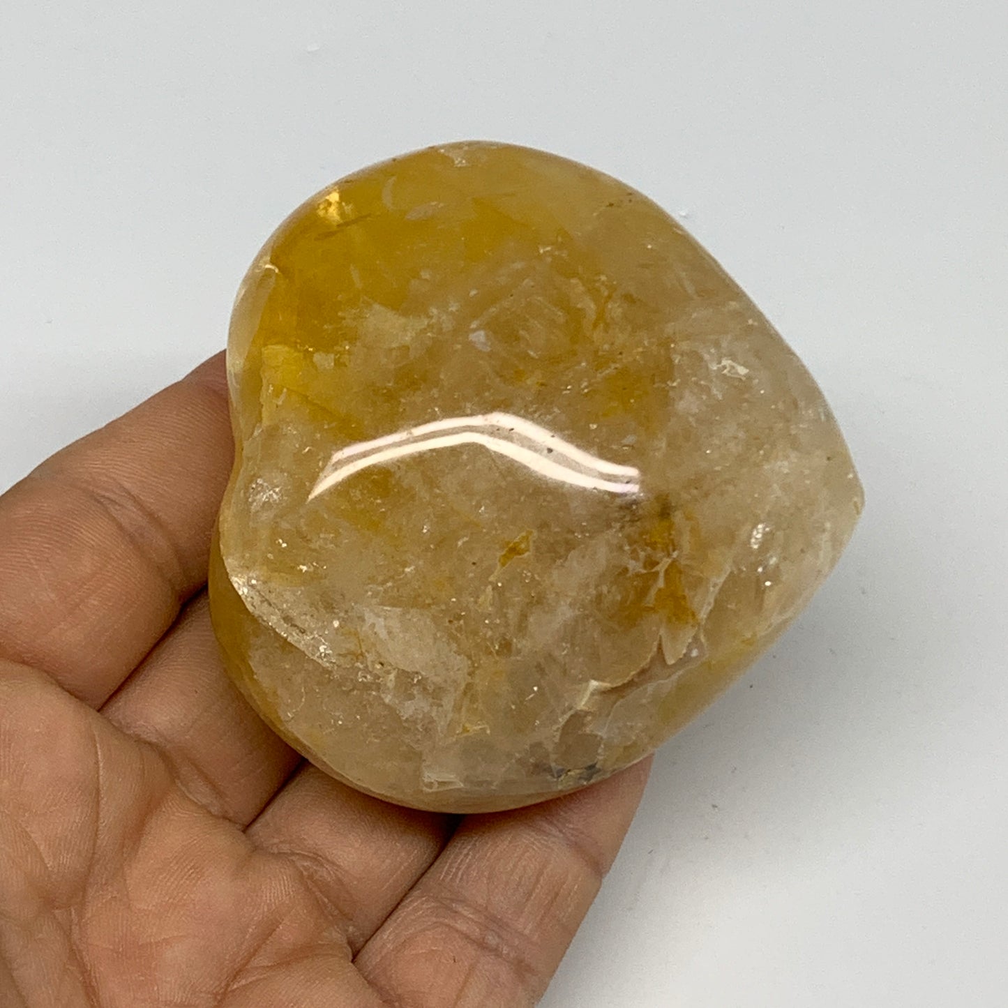 186.7g, 2.4"x2.6"x1.3" Yellow Healing Quartz Heart Crystal @Madagascar, B30553