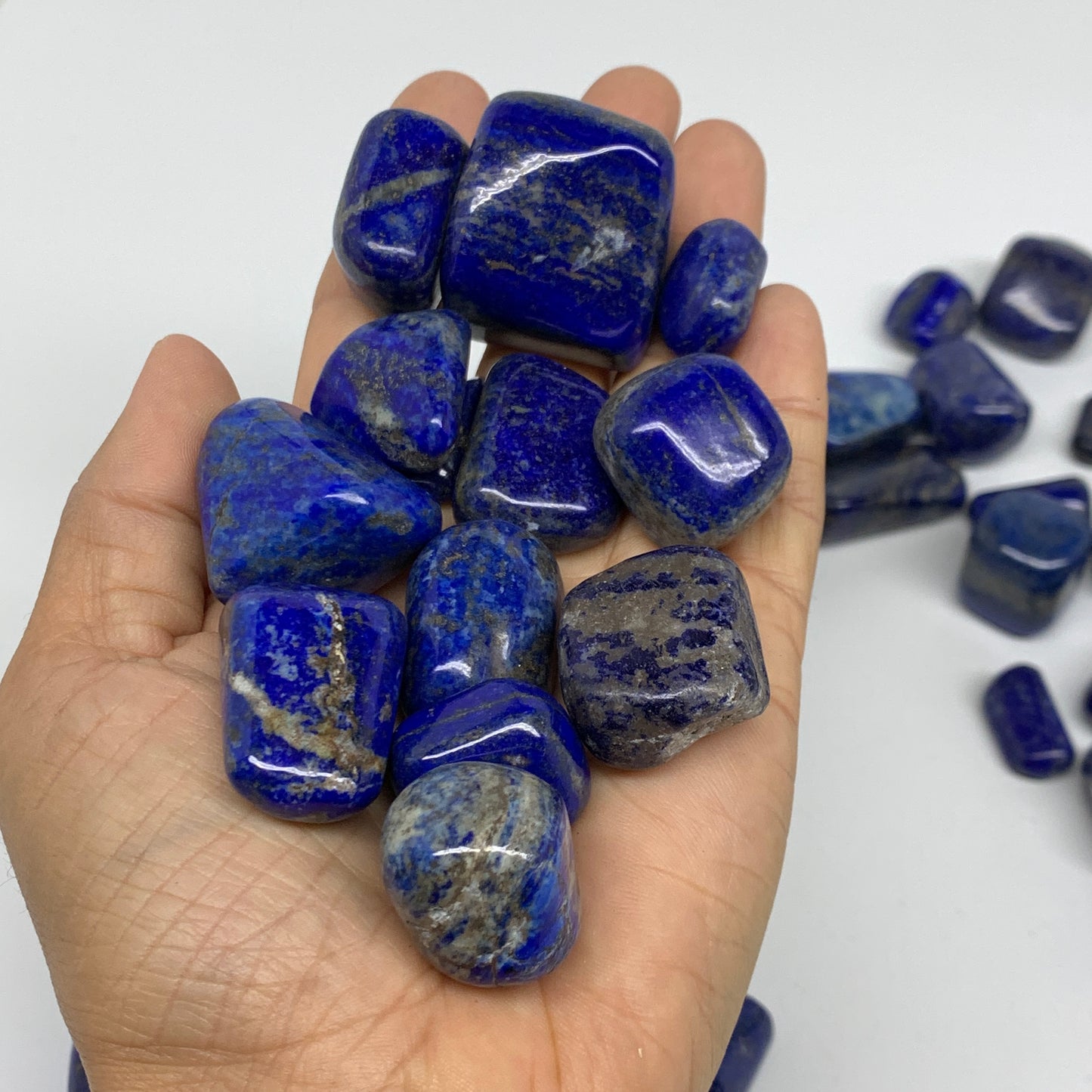2.2 lb, 0.8"-1.3", 56 pcs, Lapis Lazuli Tumbled Stone Polished, B36976