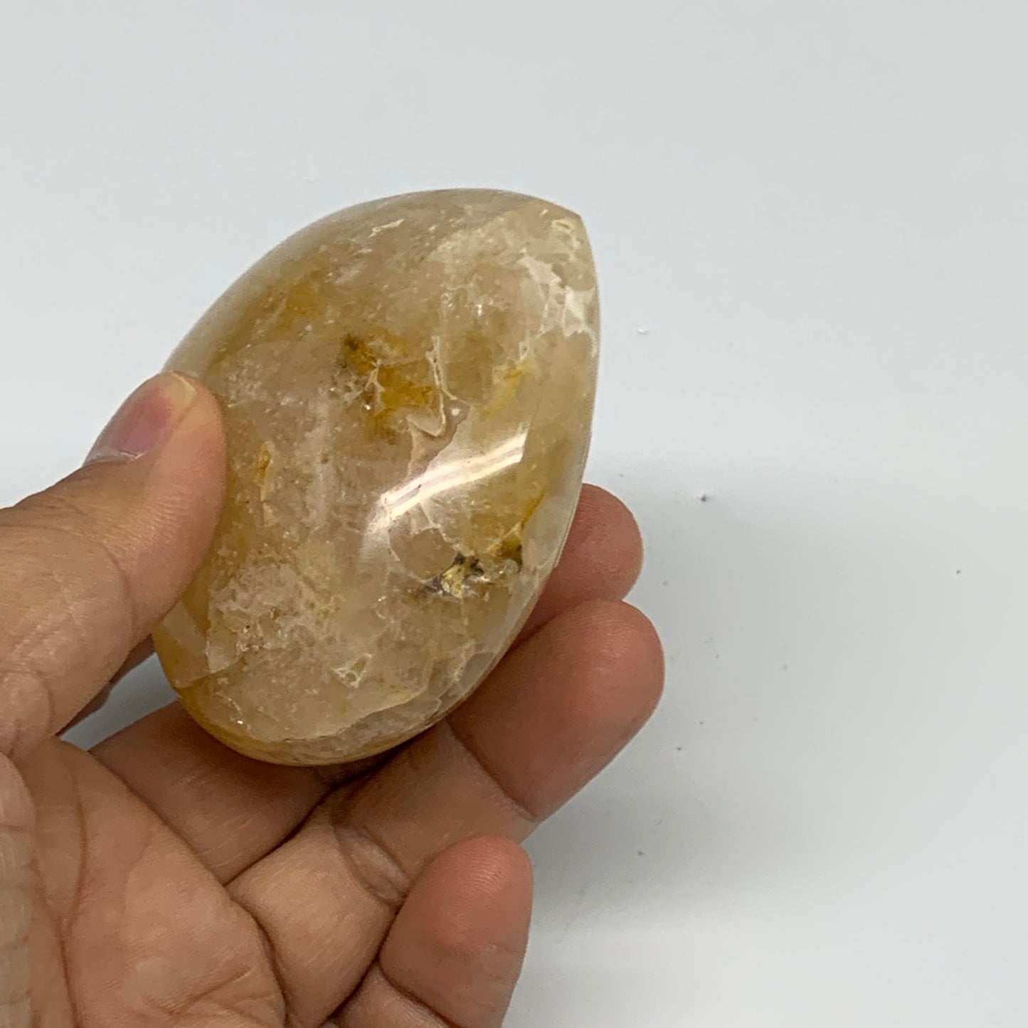 186.7g, 2.4"x2.6"x1.3" Yellow Healing Quartz Heart Crystal @Madagascar, B30553