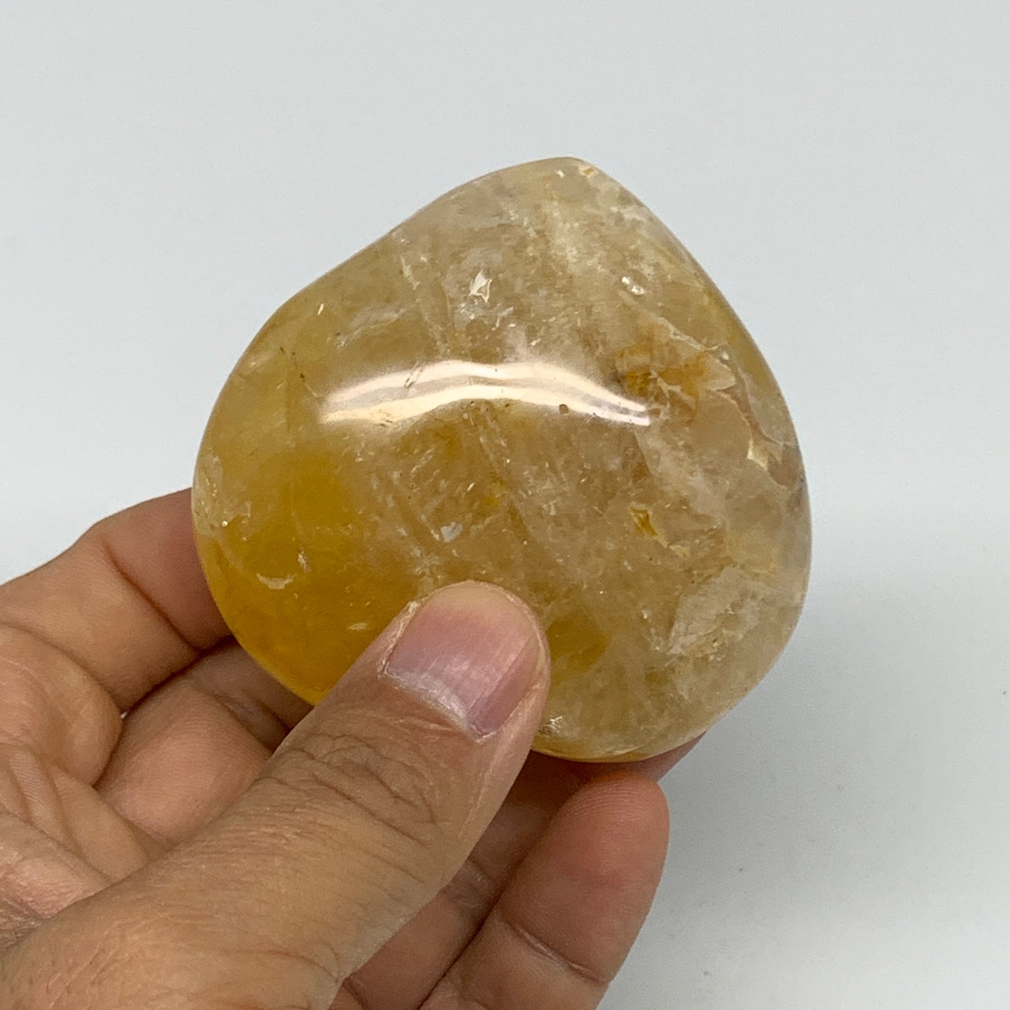 186.7g, 2.4"x2.6"x1.3" Yellow Healing Quartz Heart Crystal @Madagascar, B30553