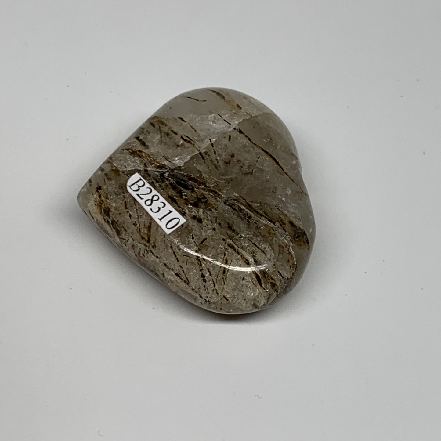 58.9g, 1.7"x2"x0.7", Natural Untreated Small Rutile Quartz Crystal Heart Reiki,