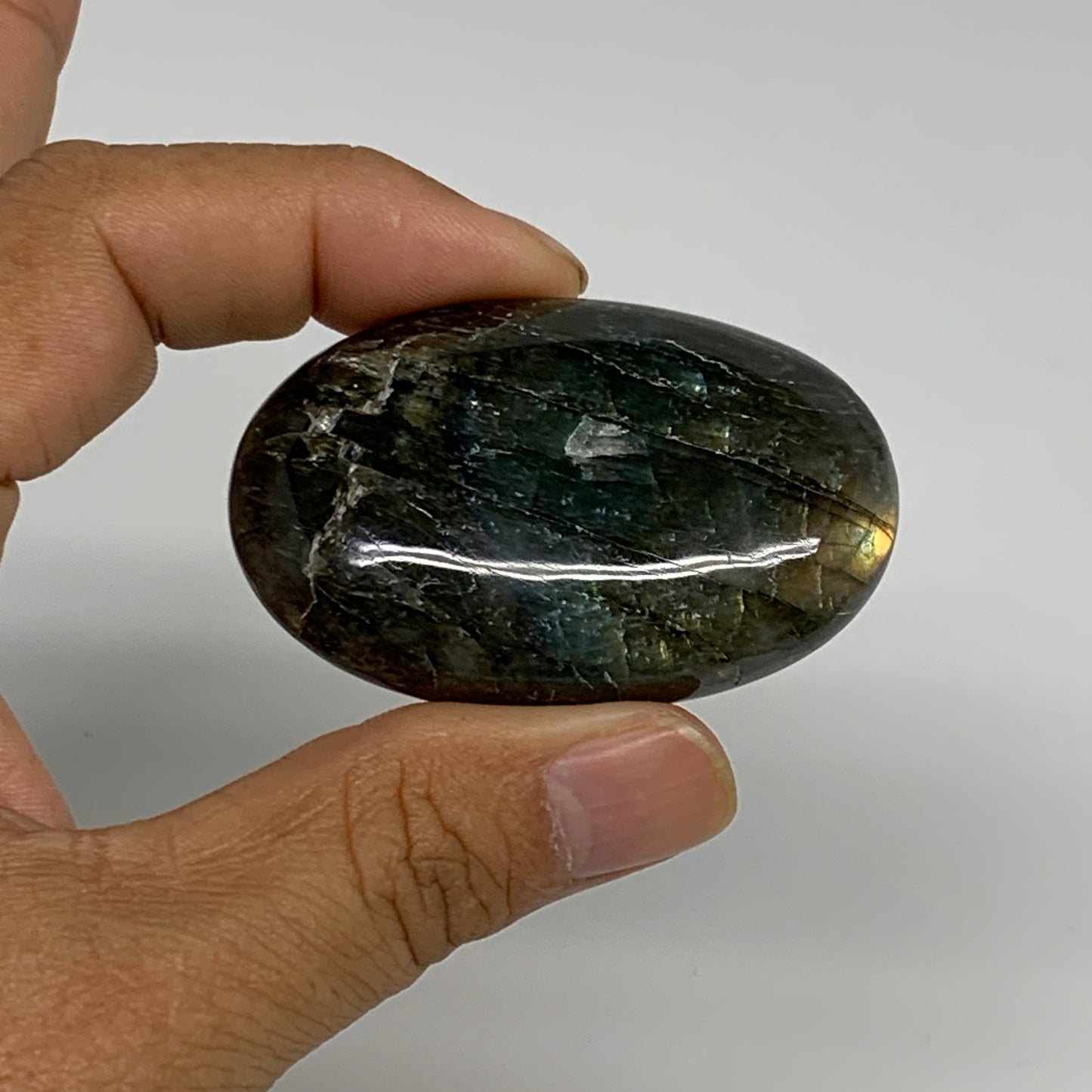 168.8g, 2"-2.2", 3pcs, Labradorite Palm-stone Polished Gemstone, B35539