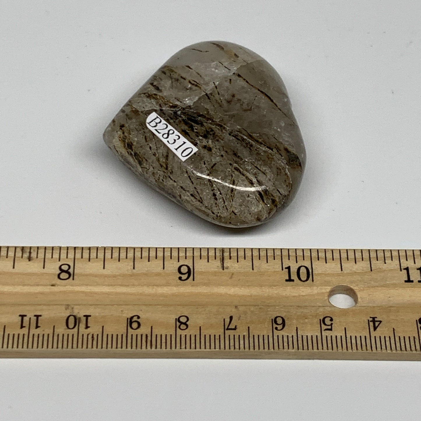 58.9g, 1.7"x2"x0.7", Natural Untreated Small Rutile Quartz Crystal Heart Reiki,