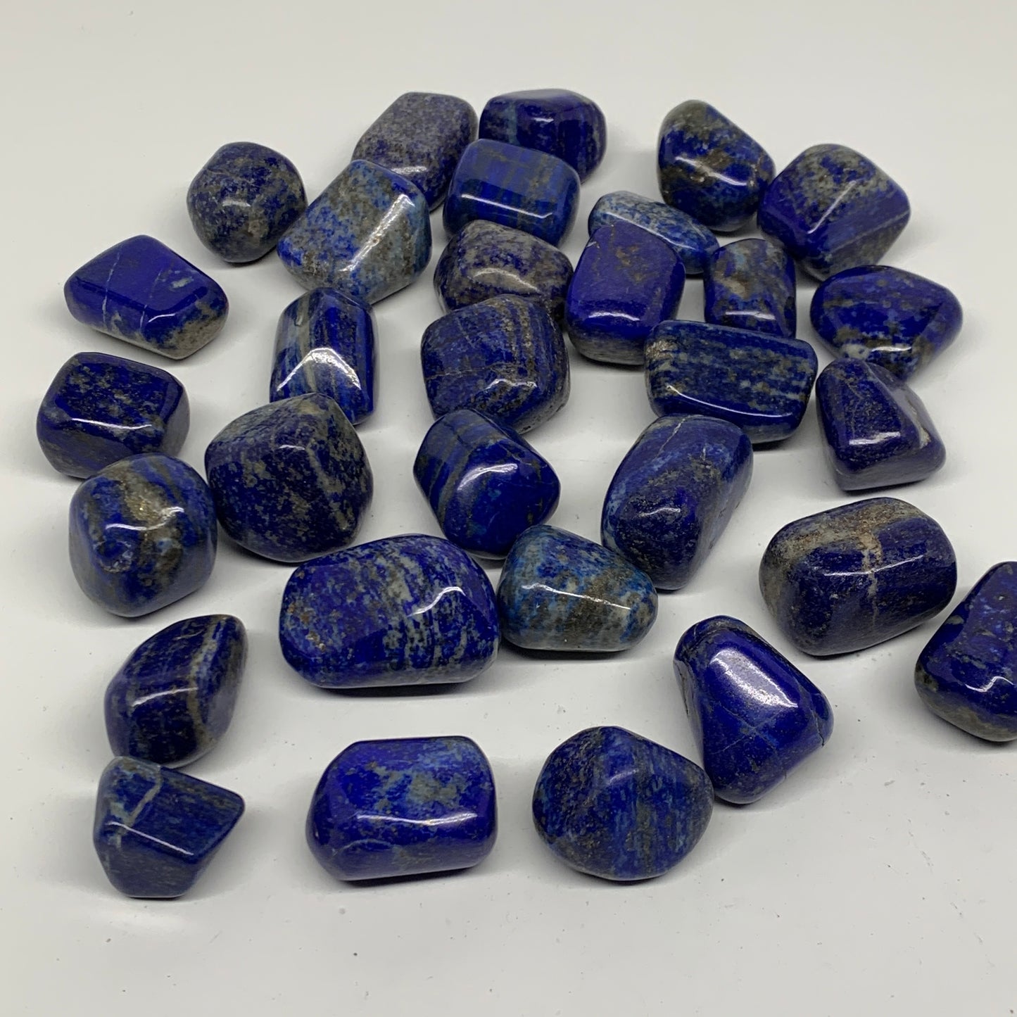 2.2 lb, 1"-1.7",31 pcs, Lapis Lazuli Tumbled Stone Polished, B36977