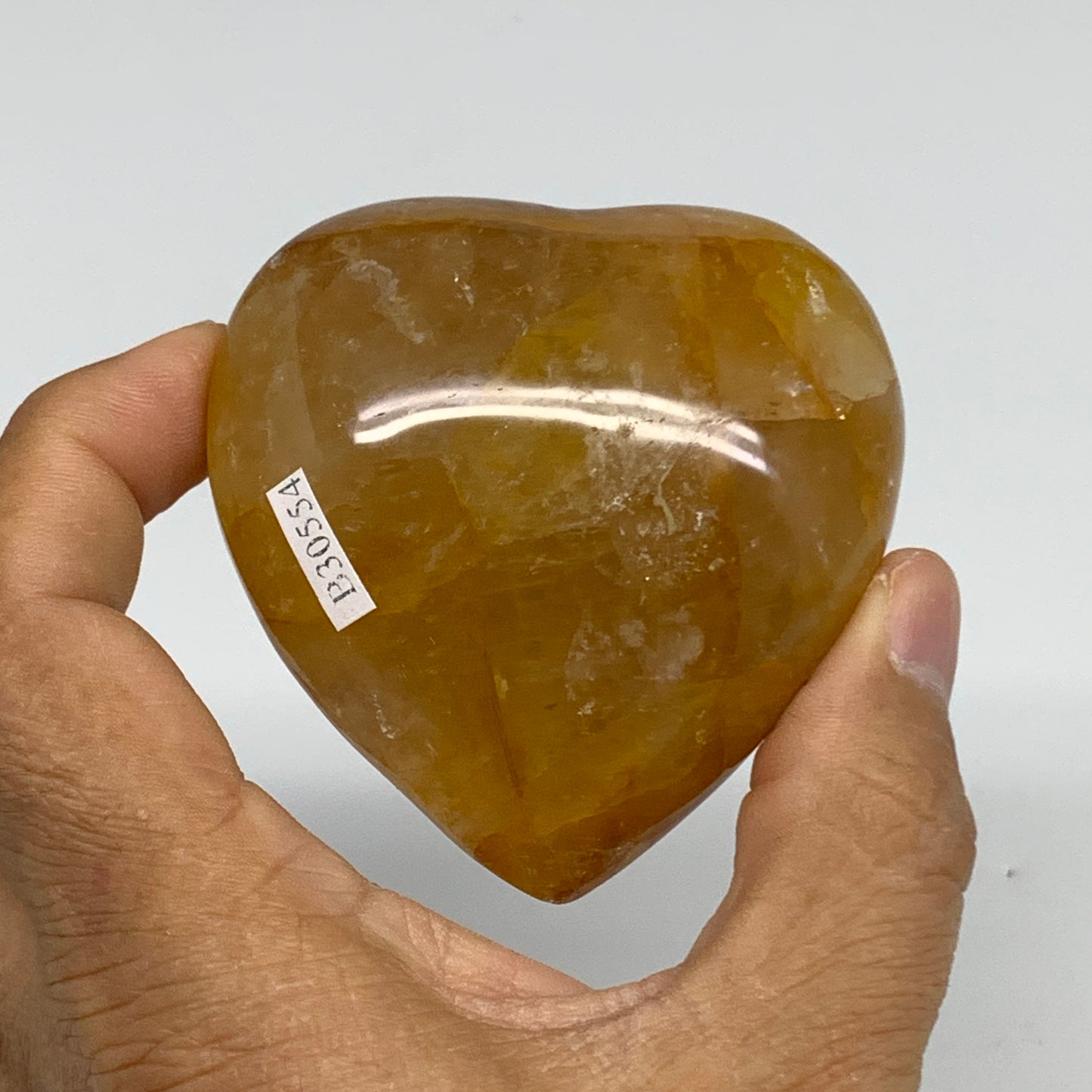 211.6g, 2.5"x2.5"x1.5" Yellow Healing Quartz Heart Crystal @Madagascar, B30554