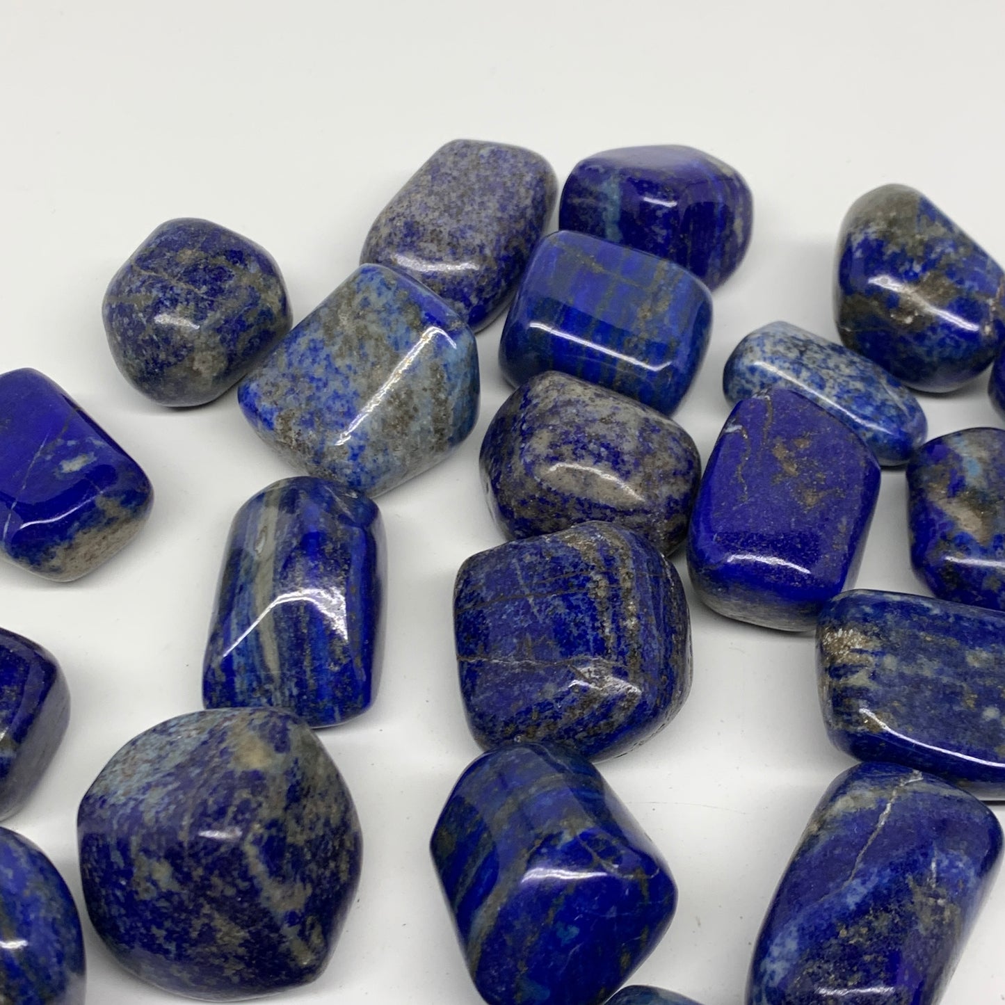 2.2 lb, 1"-1.7",31 pcs, Lapis Lazuli Tumbled Stone Polished, B36977
