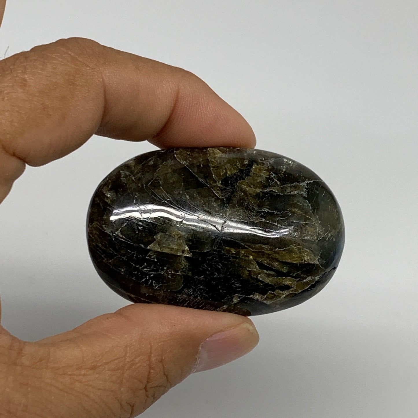 168.8g, 2"-2.2", 3pcs, Labradorite Palm-stone Polished Gemstone, B35539