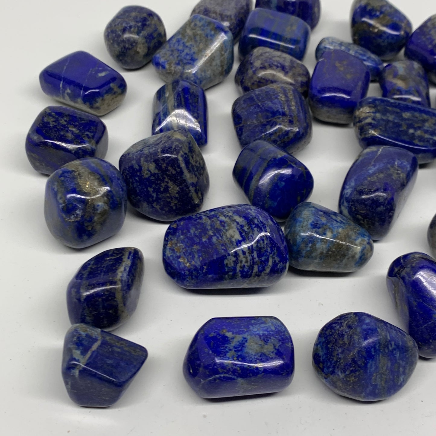 2.2 lb, 1"-1.7",31 pcs, Lapis Lazuli Tumbled Stone Polished, B36977