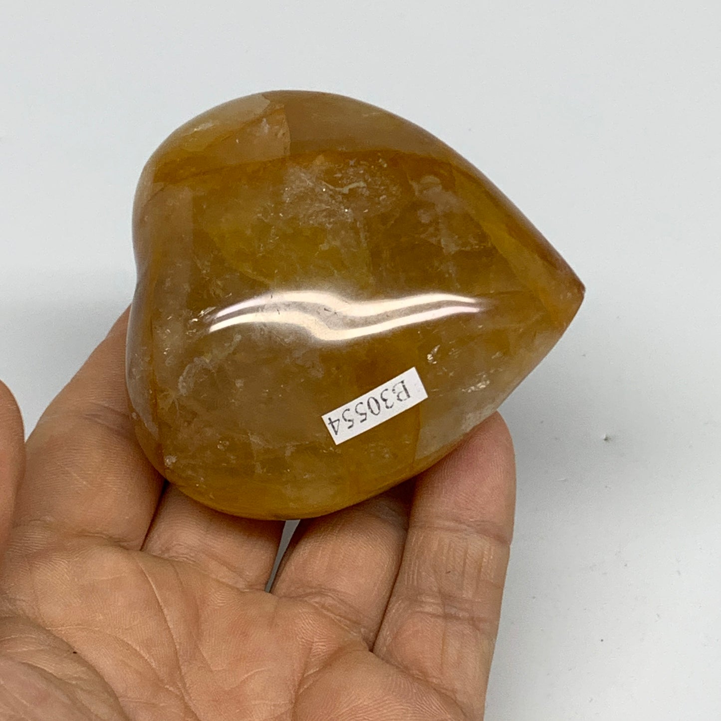 211.6g, 2.5"x2.5"x1.5" Yellow Healing Quartz Heart Crystal @Madagascar, B30554