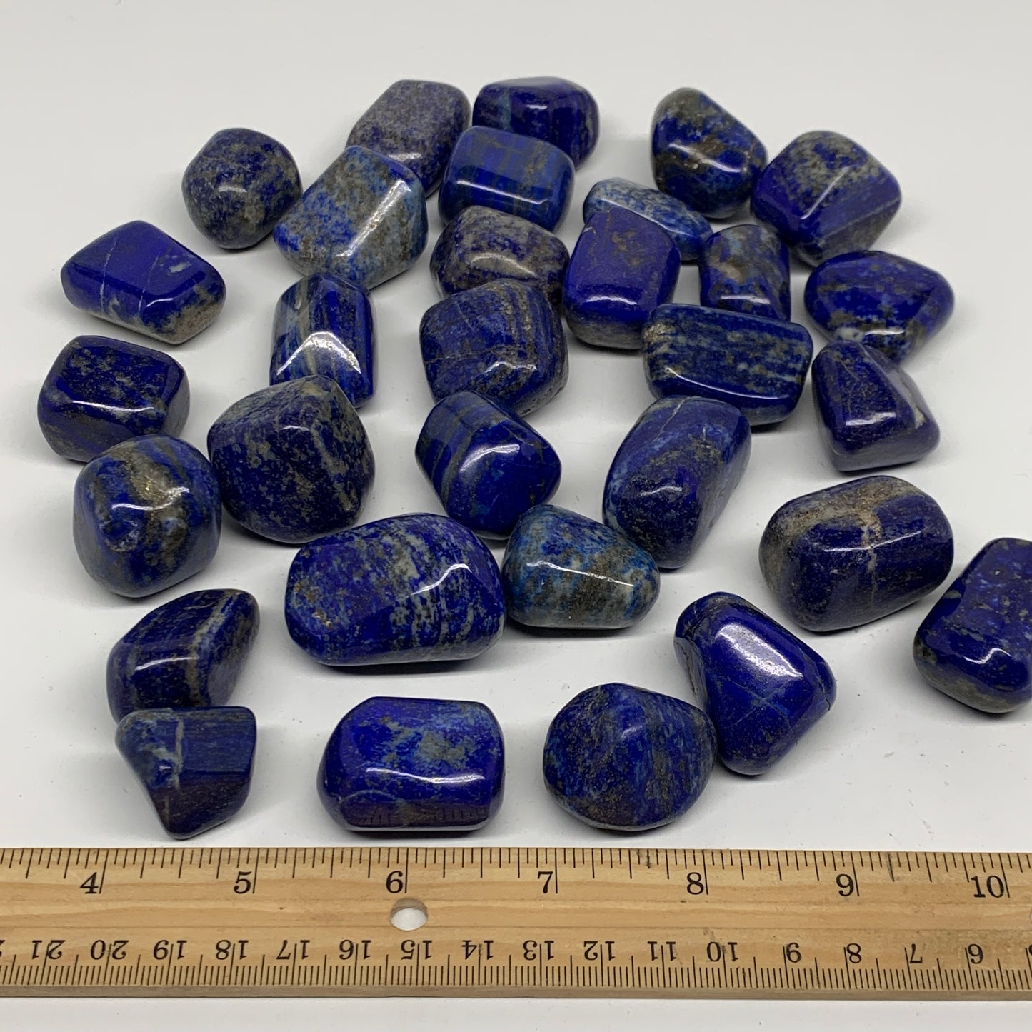2.2 lb, 1"-1.7",31 pcs, Lapis Lazuli Tumbled Stone Polished, B36977