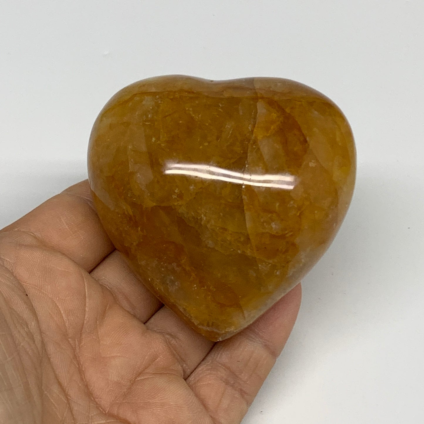 211.6g, 2.5"x2.5"x1.5" Yellow Healing Quartz Heart Crystal @Madagascar, B30554