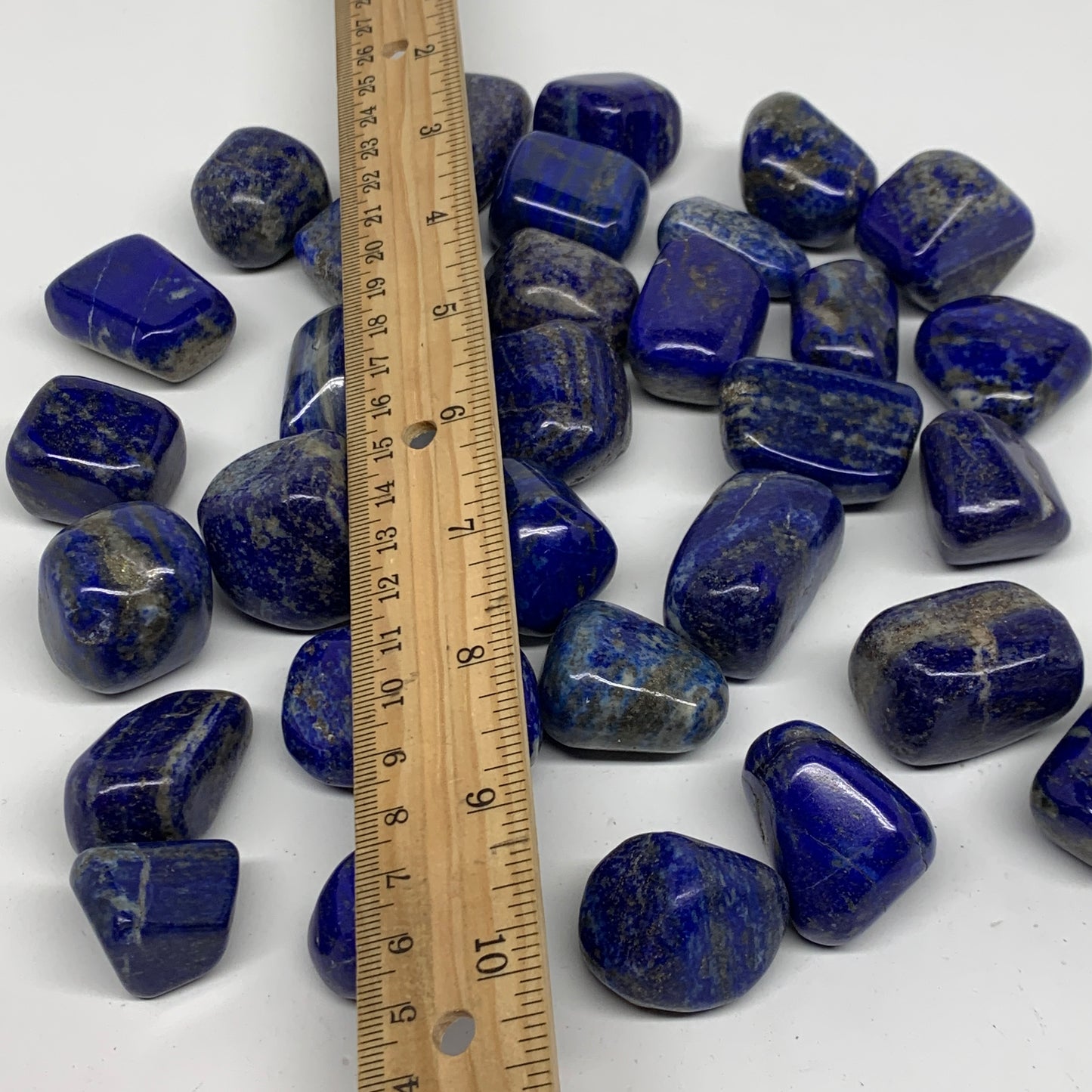 2.2 lb, 1"-1.7",31 pcs, Lapis Lazuli Tumbled Stone Polished, B36977