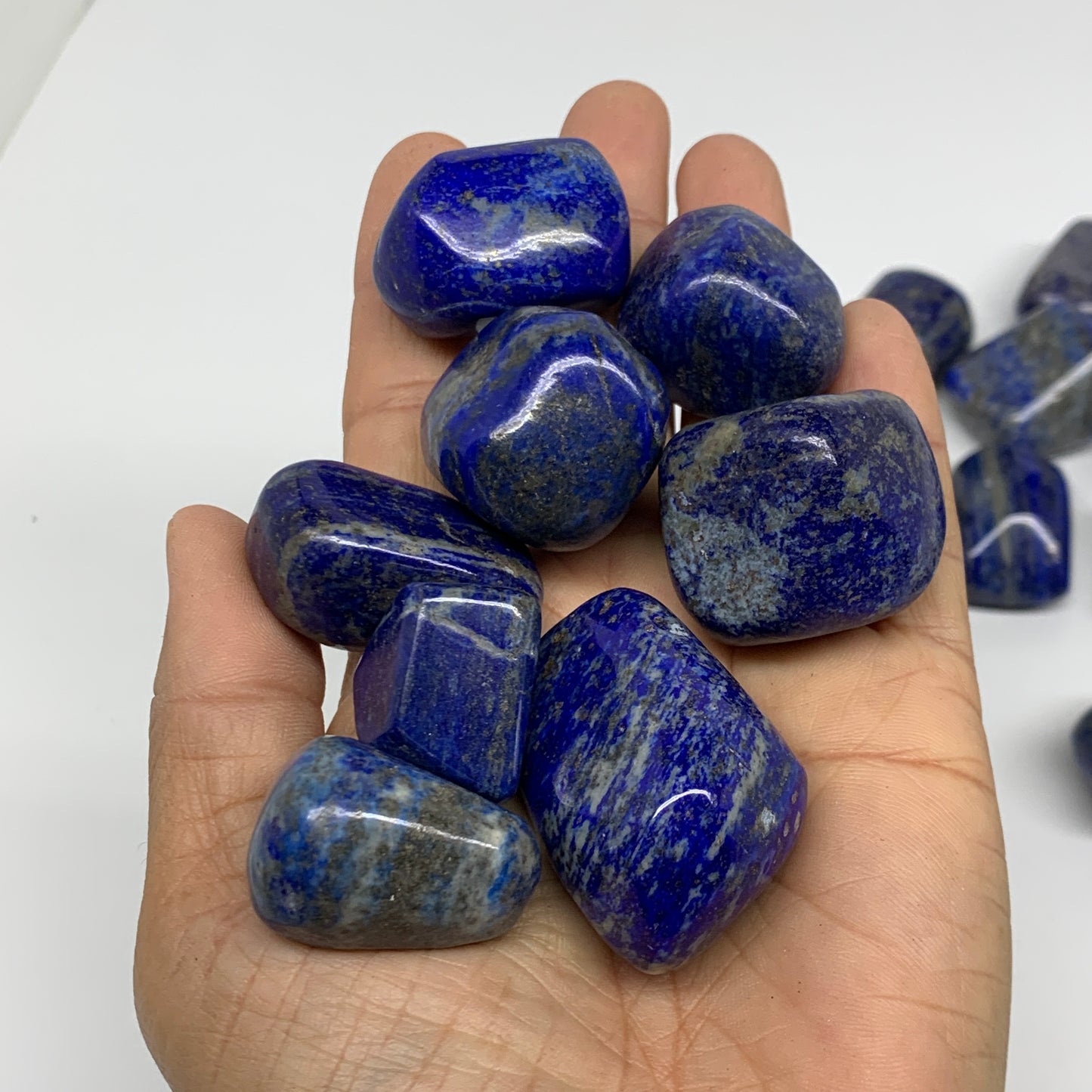 2.2 lb, 1"-1.7",31 pcs, Lapis Lazuli Tumbled Stone Polished, B36977