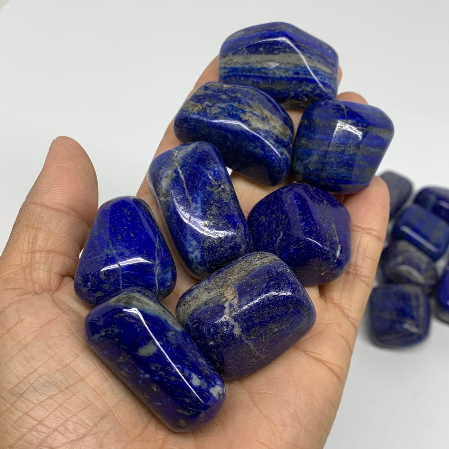 2.2 lb, 1"-1.7",31 pcs, Lapis Lazuli Tumbled Stone Polished, B36977