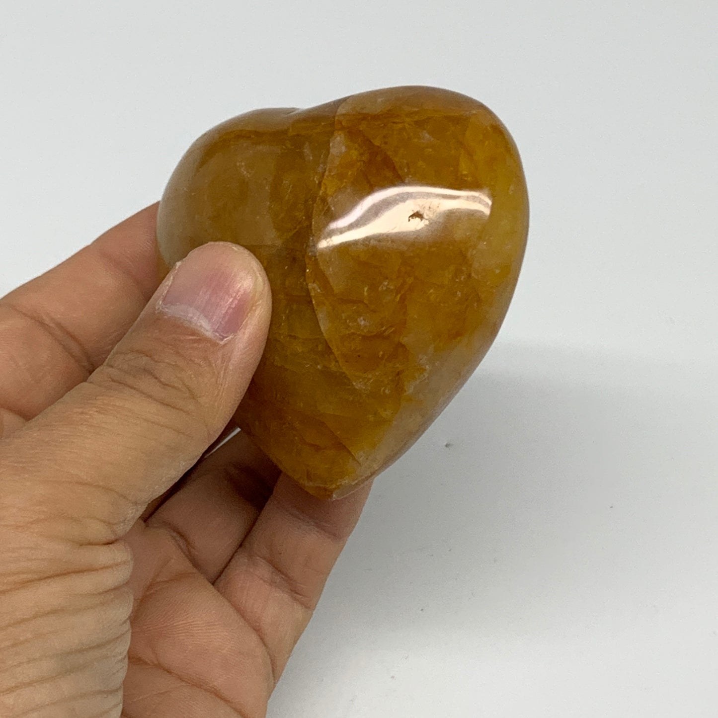 211.6g, 2.5"x2.5"x1.5" Yellow Healing Quartz Heart Crystal @Madagascar, B30554