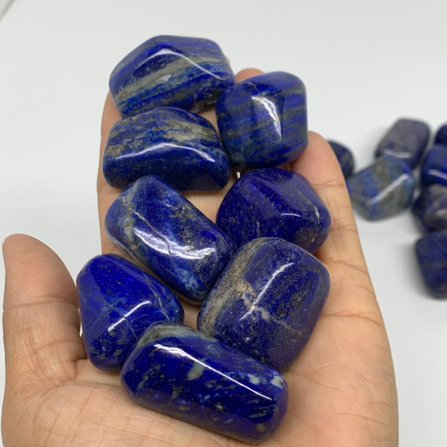 2.2 lb, 1"-1.7",31 pcs, Lapis Lazuli Tumbled Stone Polished, B36977
