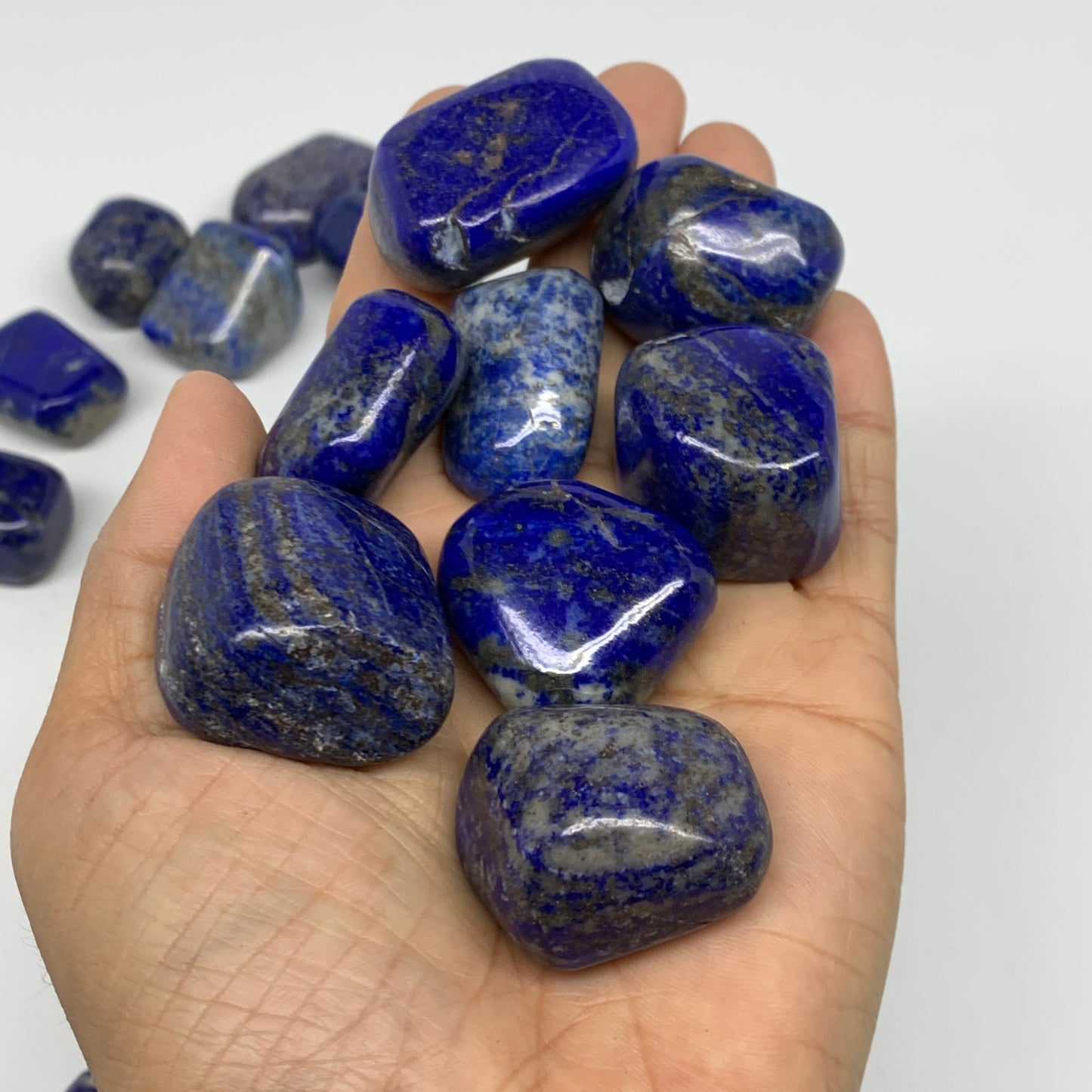2.2 lb, 1"-1.7",31 pcs, Lapis Lazuli Tumbled Stone Polished, B36977