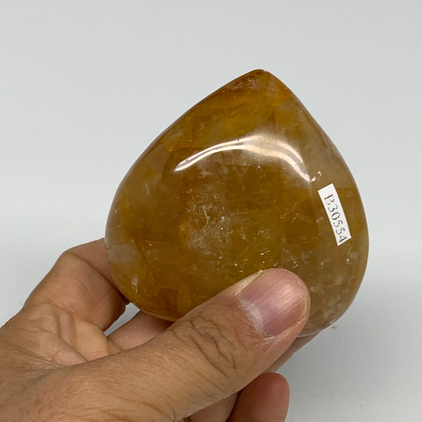 211.6g, 2.5"x2.5"x1.5" Yellow Healing Quartz Heart Crystal @Madagascar, B30554
