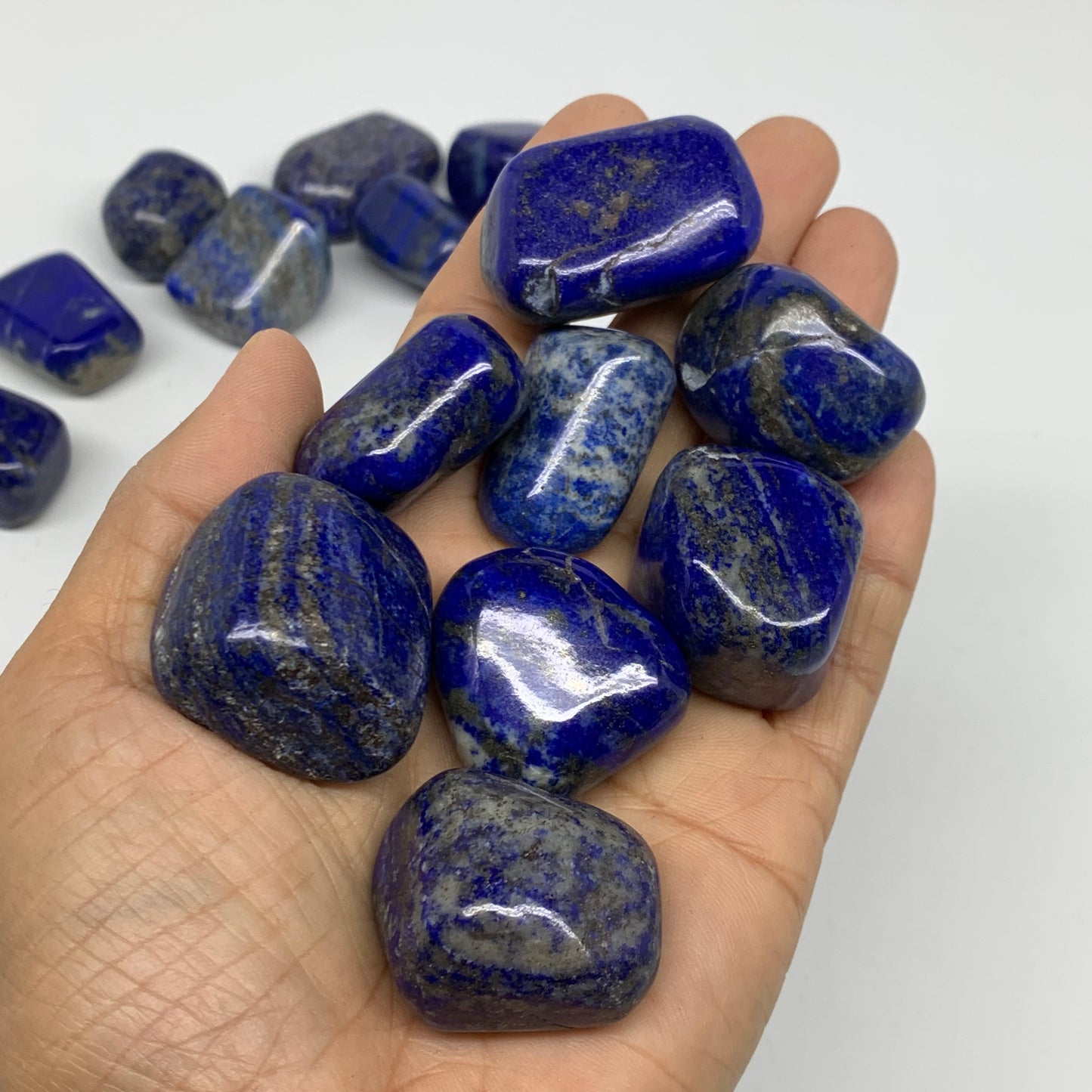 2.2 lb, 1"-1.7",31 pcs, Lapis Lazuli Tumbled Stone Polished, B36977