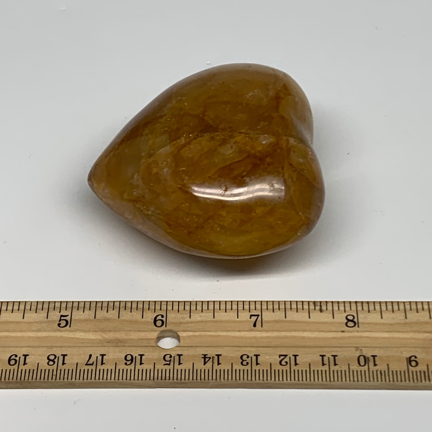 211.6g, 2.5"x2.5"x1.5" Yellow Healing Quartz Heart Crystal @Madagascar, B30554