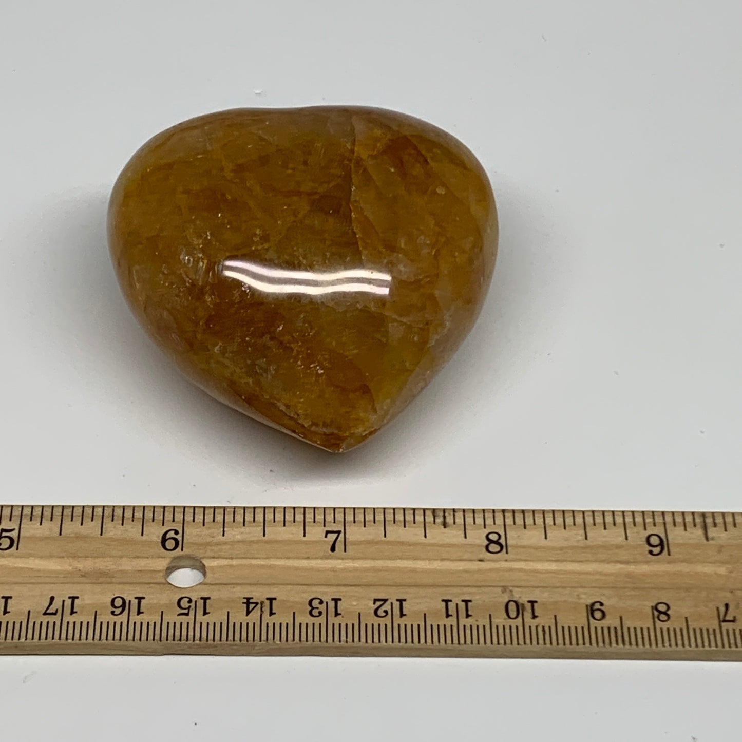 211.6g, 2.5"x2.5"x1.5" Yellow Healing Quartz Heart Crystal @Madagascar, B30554